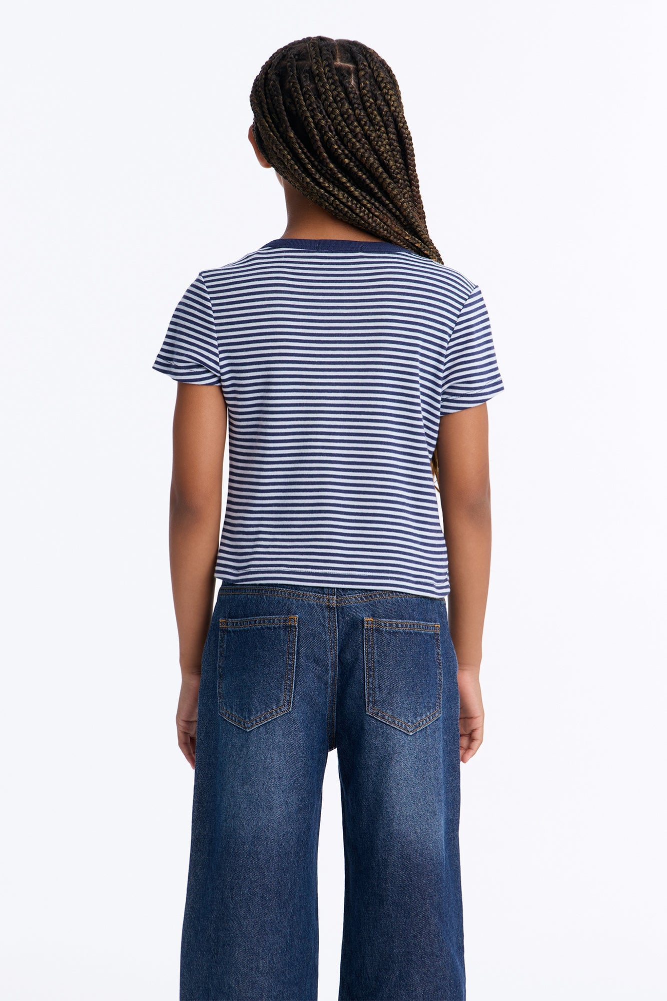 Mini Tell Me Striped Short Sleeve Henley - Blue/combo image 3