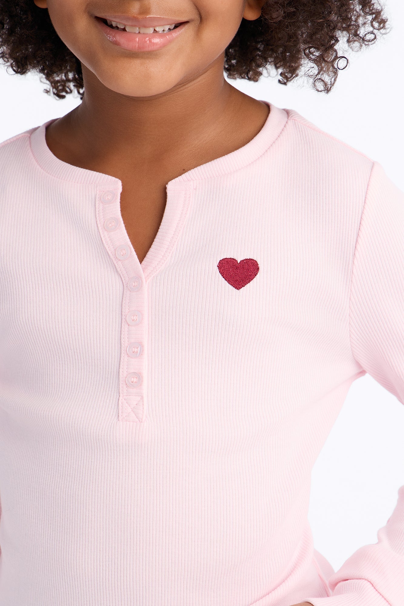 Mini See It Through Long Sleeve Henley - Light Pink image 4