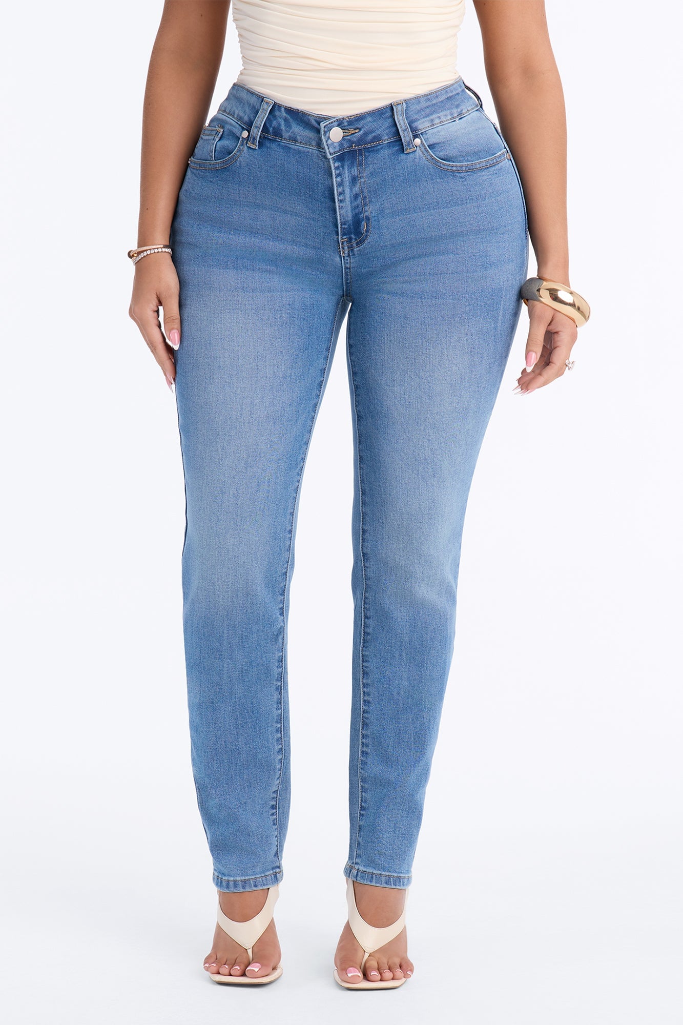 C'est La Vie Classic Stretch Skinny Jeans - Light Wash image 1