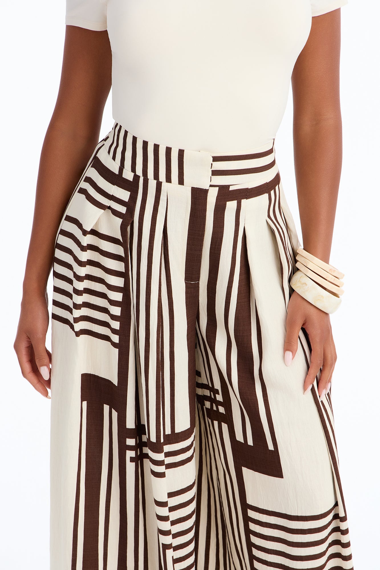 Pamela Geometric Wide Leg Pant - Brown Combo image 7