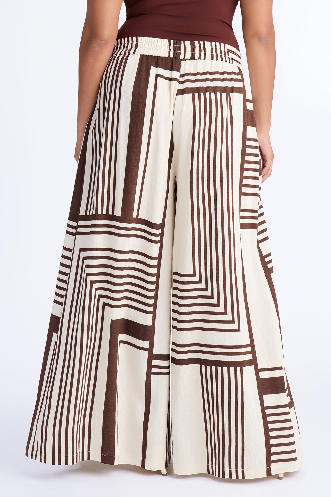 Pamela Geometric Wide Leg Pant - Brown Combo image 4