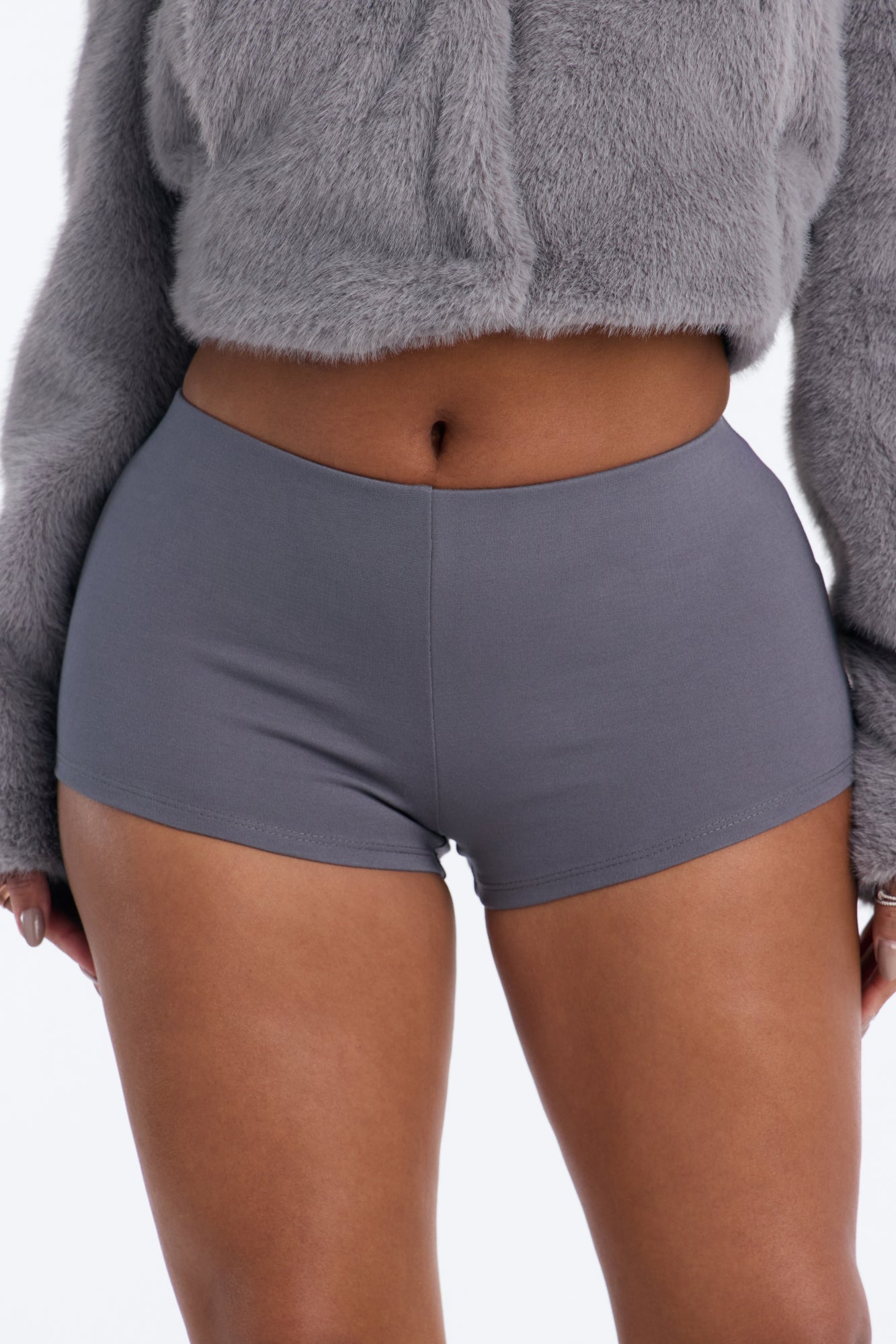 Perfect Going Out Low Rise Ponte Micro Short - Charcoal image 3