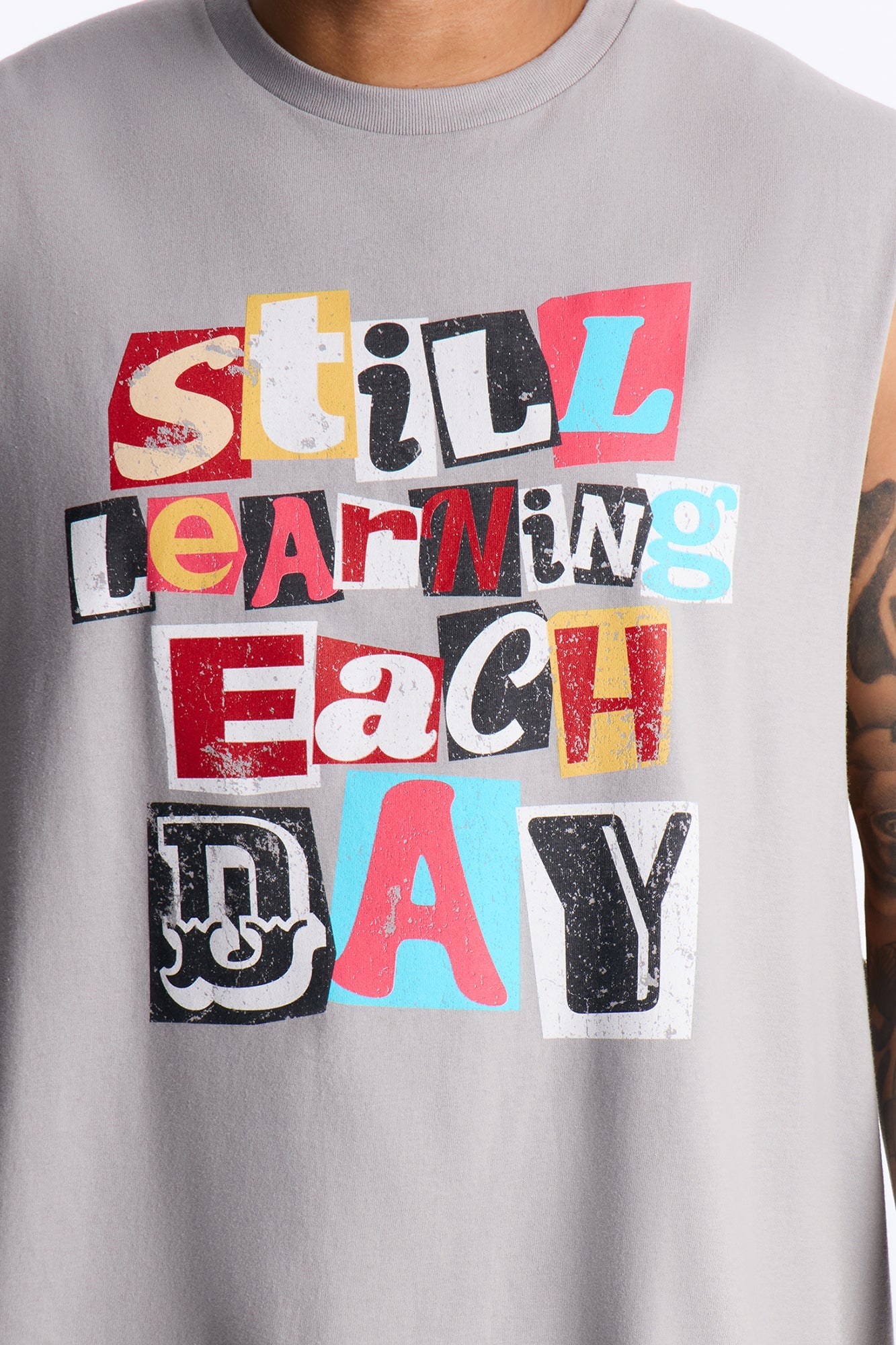 Still Learning Oversized Muscle Tee - Grey image 4