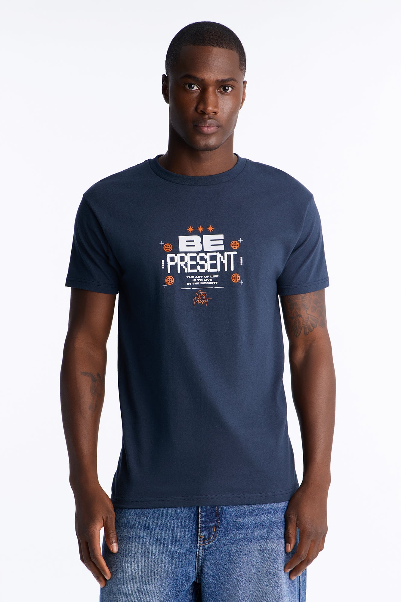 The Art Of Life Past Present Future Short Sleeve Tee - Navy image 5