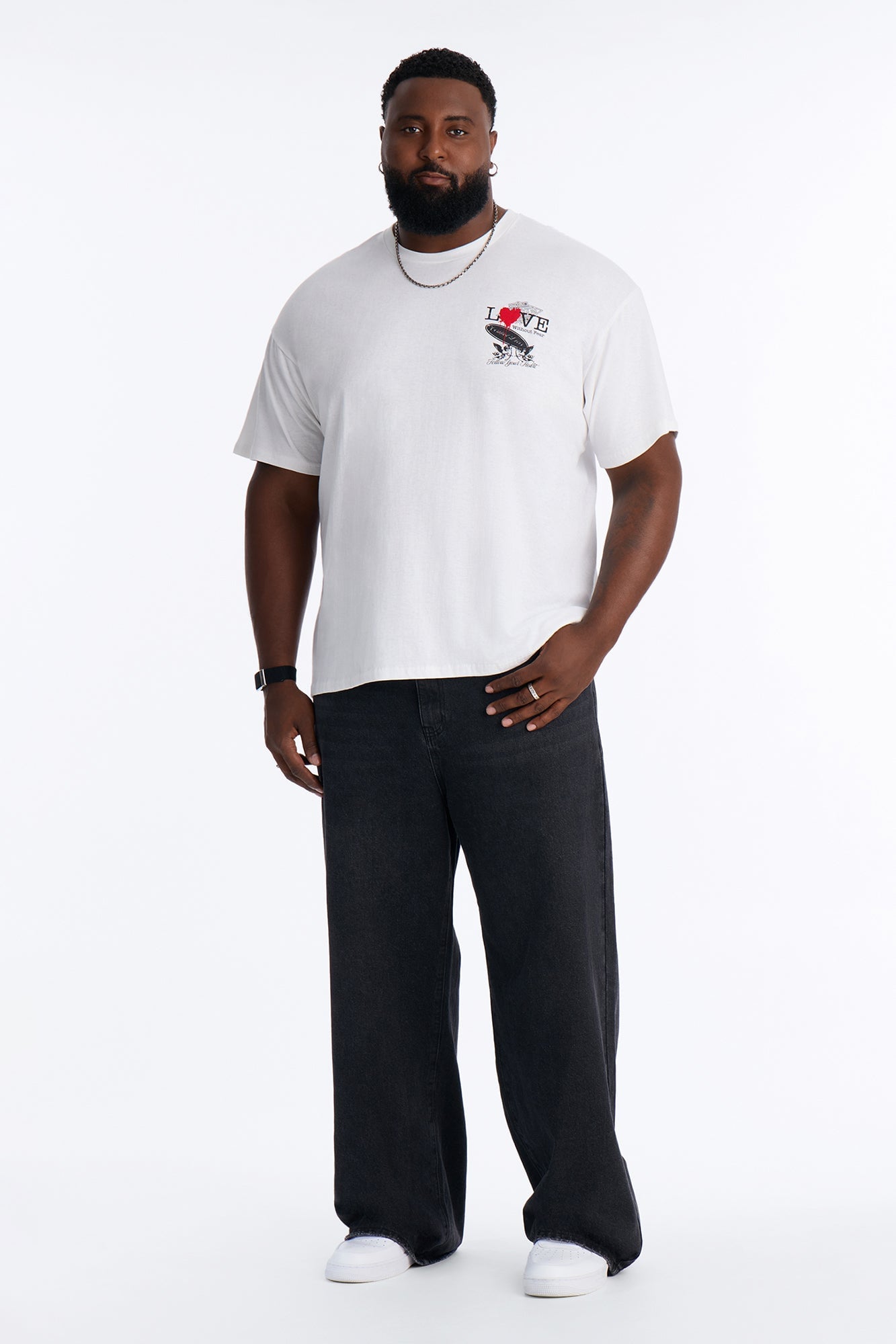 Love Without Fear Oversized Short Sleeve Tee - White image 2