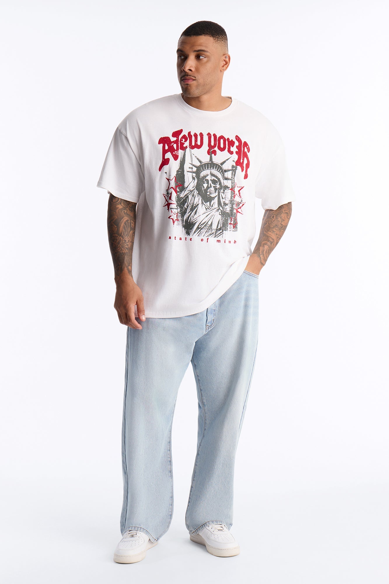 New York State Of Mind Oversized Short Sleeve Tee - White image 2