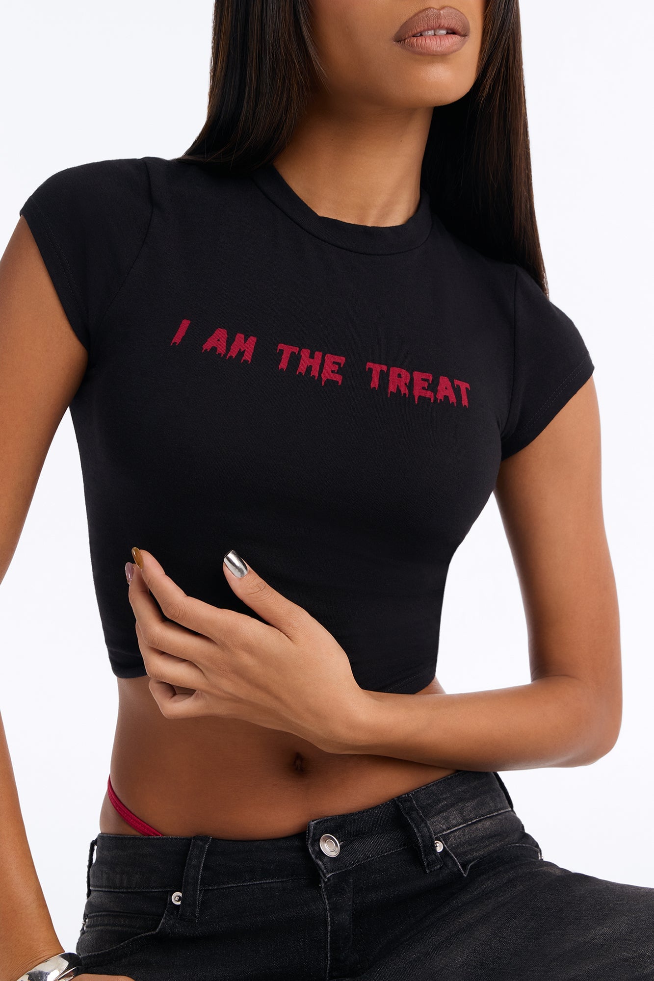 I Am The Treat Baby Tee - Black image 5