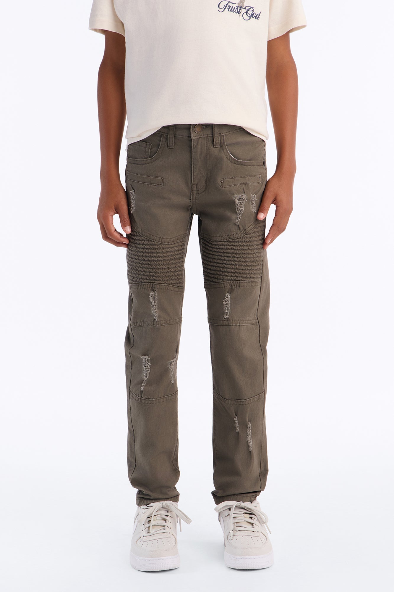 Mini On My Way Moto Skinny Jeans - Olive image 2