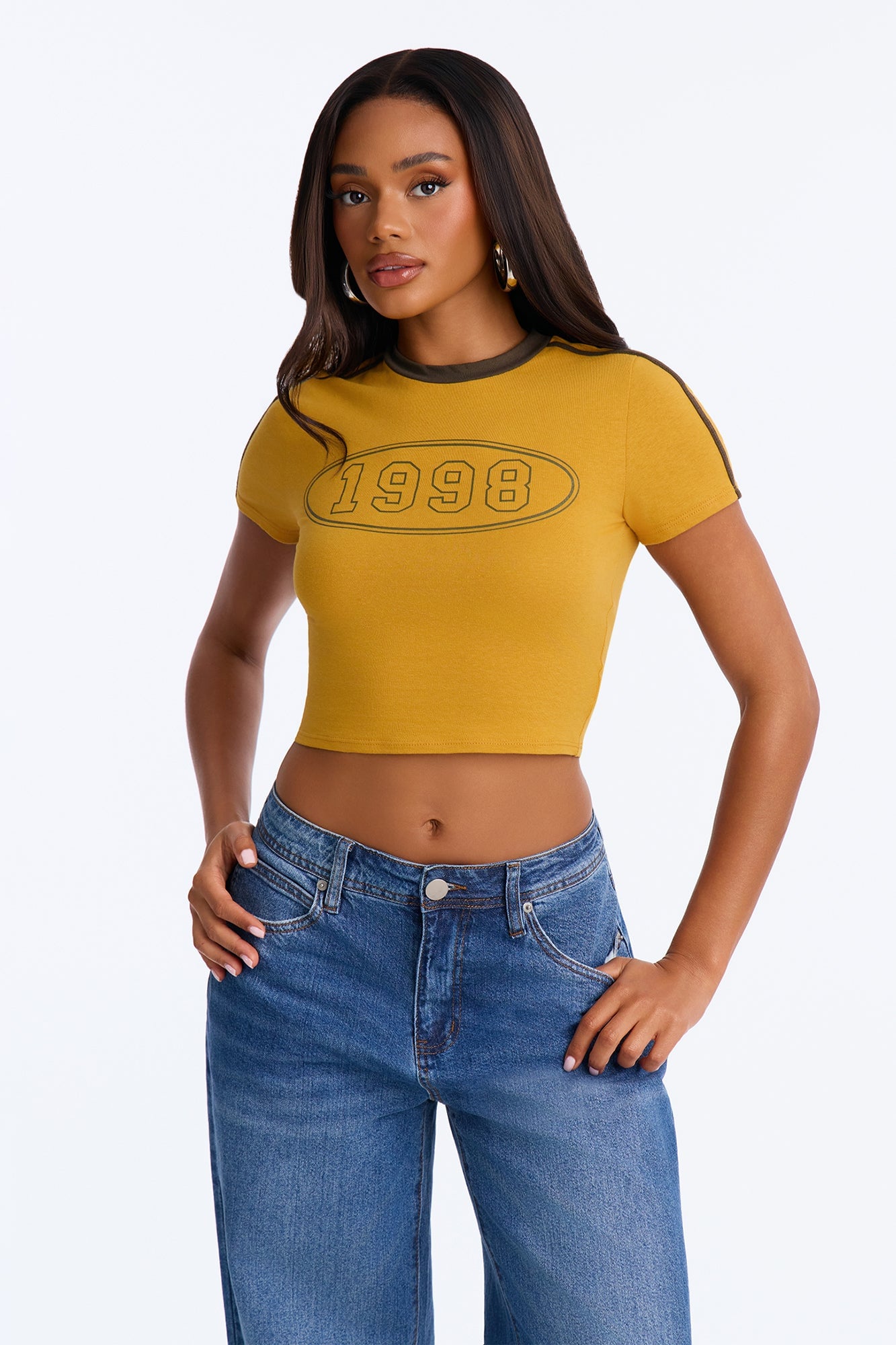 She's A 98' Baby Short Sleeve Tee - Mustard/combo image 5