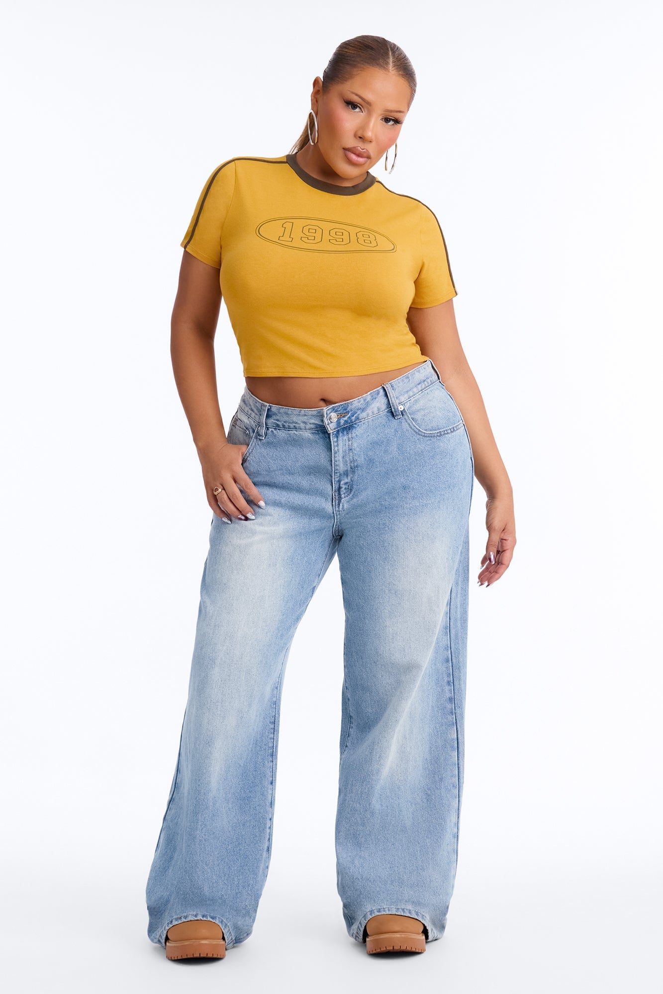 She's A 98' Baby Short Sleeve Tee - Mustard/combo image 2