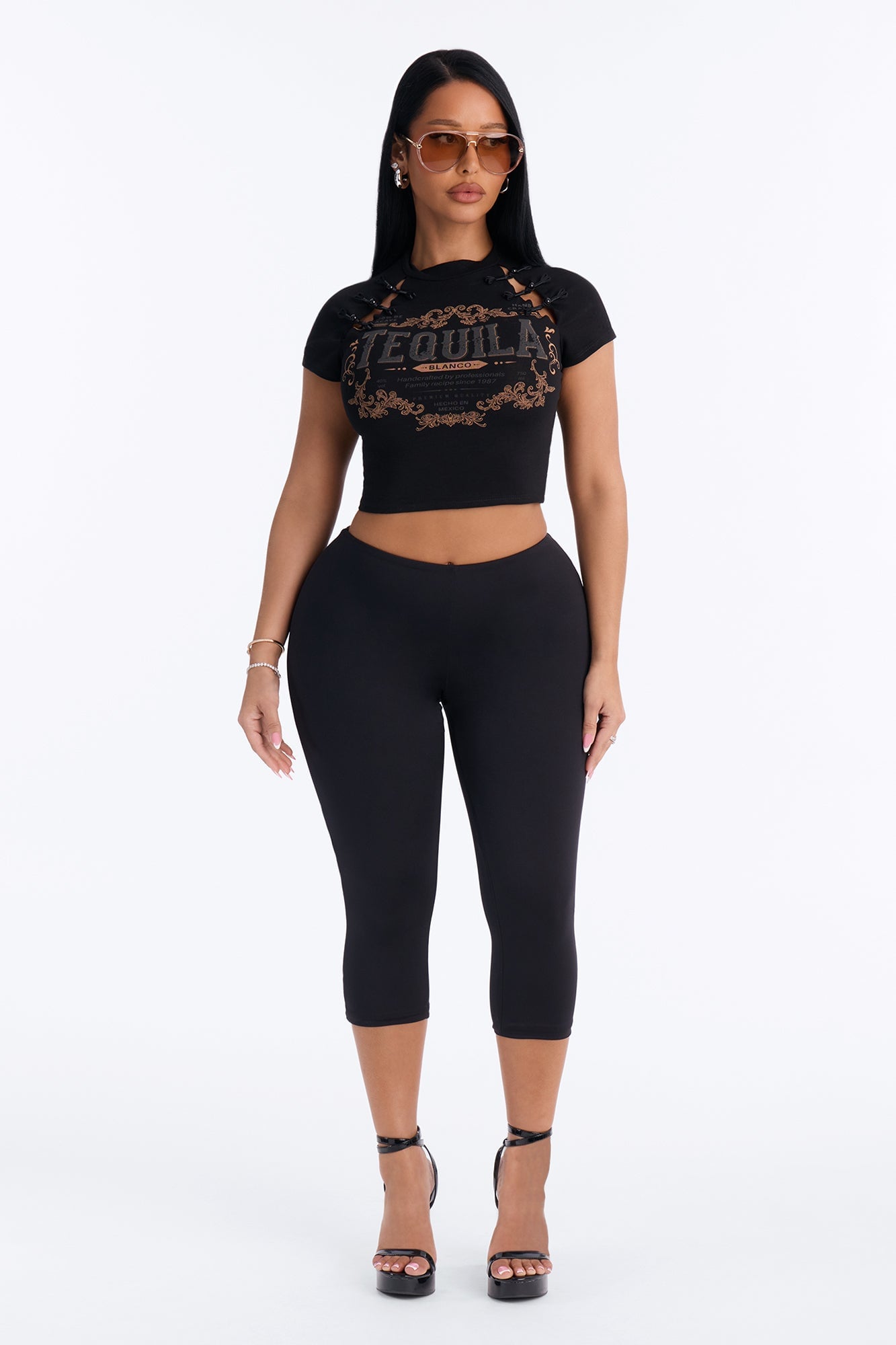 Lace Up And Lime Baby Tee - Black image 6