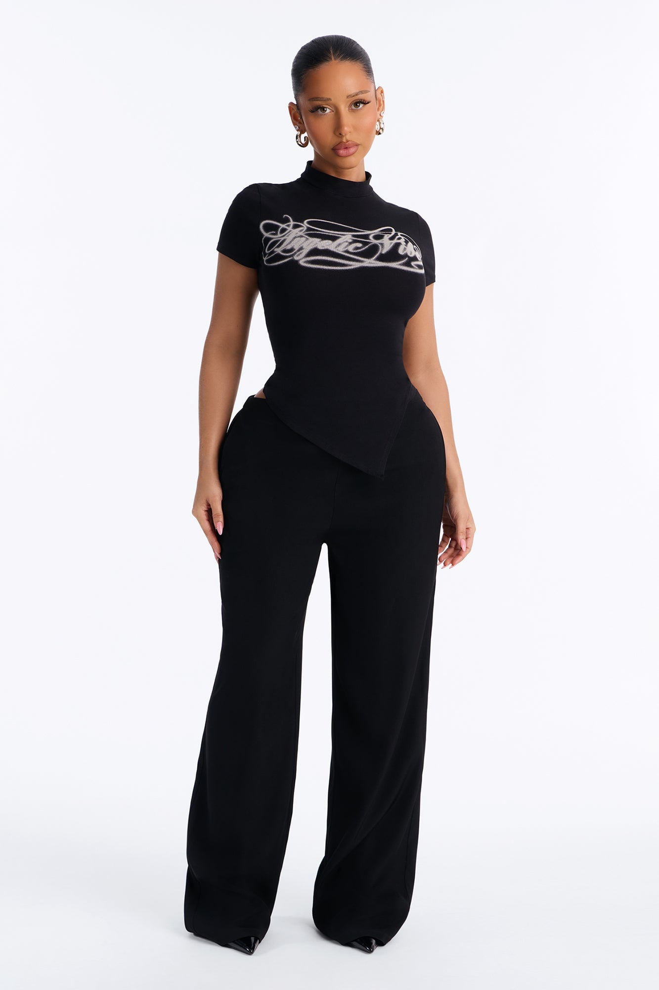 Angelic Vibes Asymmetrical Top - Black image 6