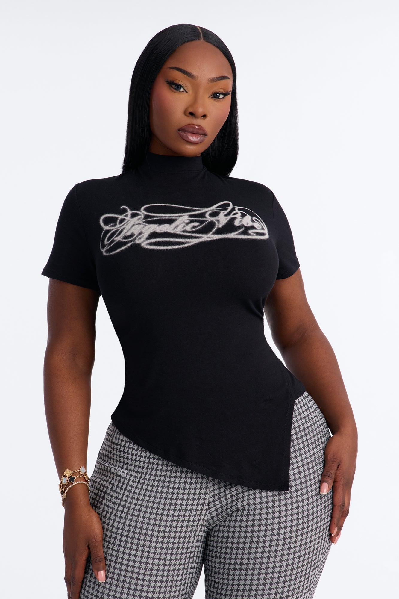 Angelic Vibes Asymmetrical Top - Black image 1