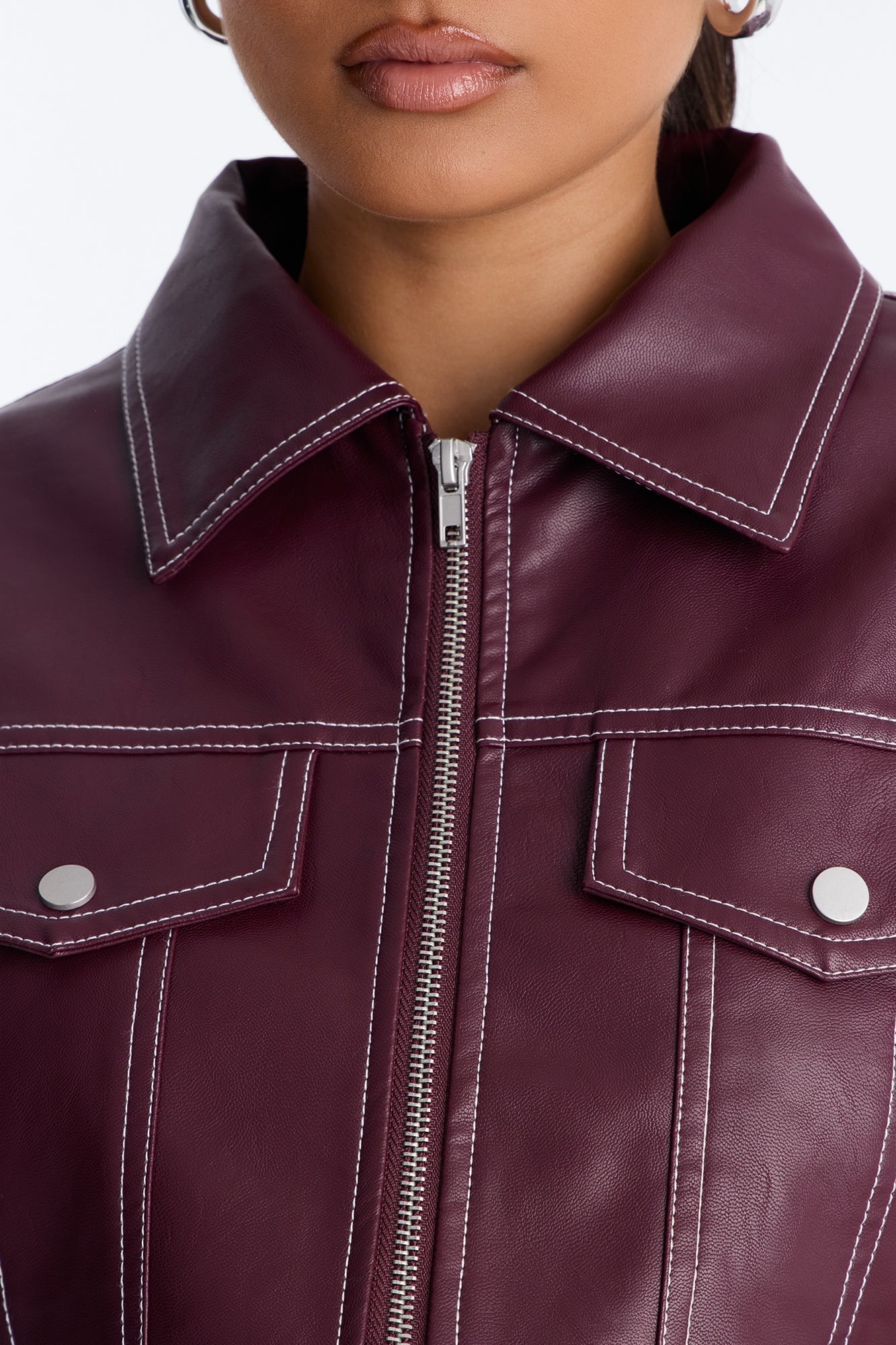 Elora Cropped Jacket - Burgundy image 8