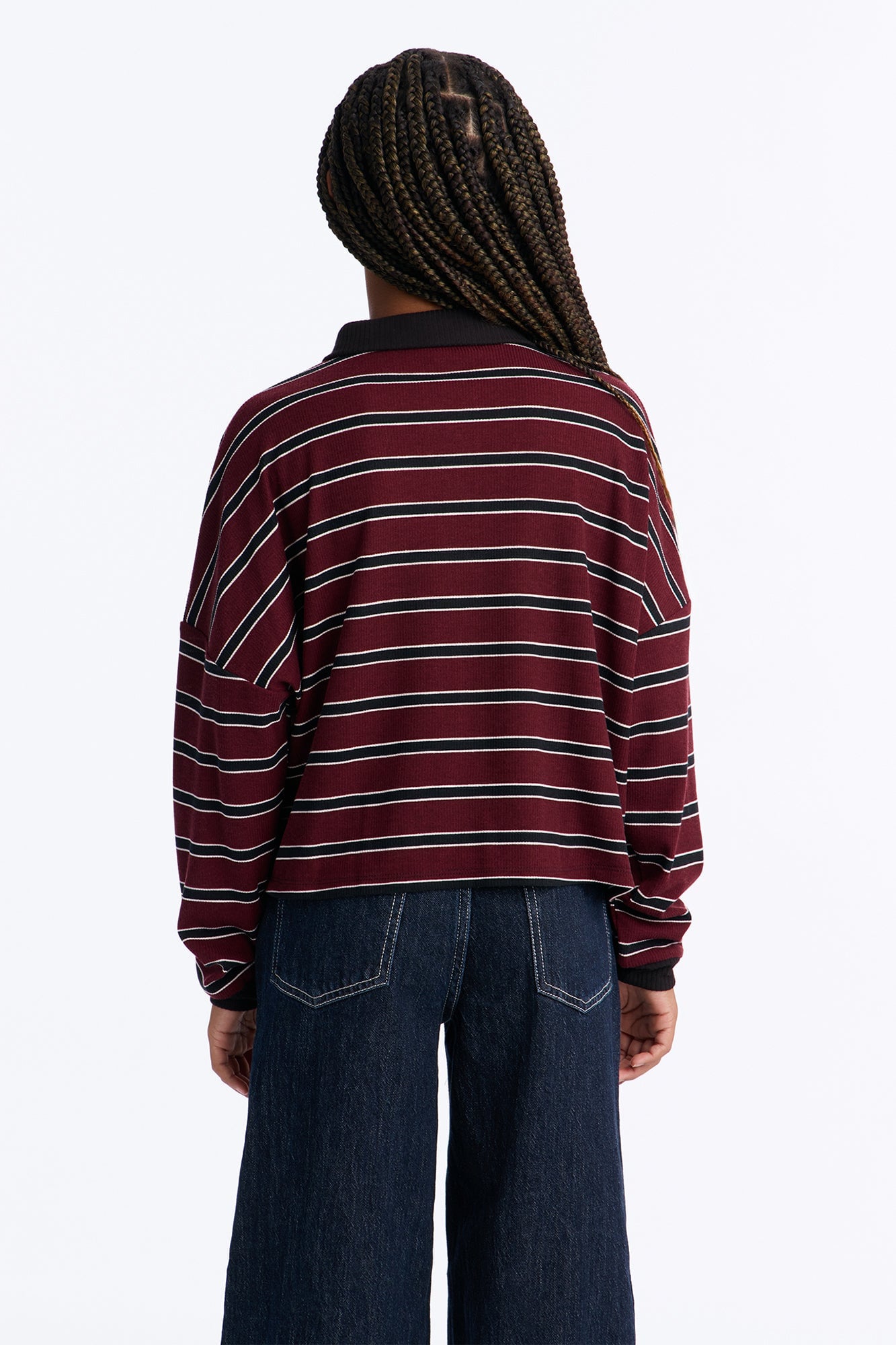Mini Sloane Striped Polo Top - Burgundy image 3