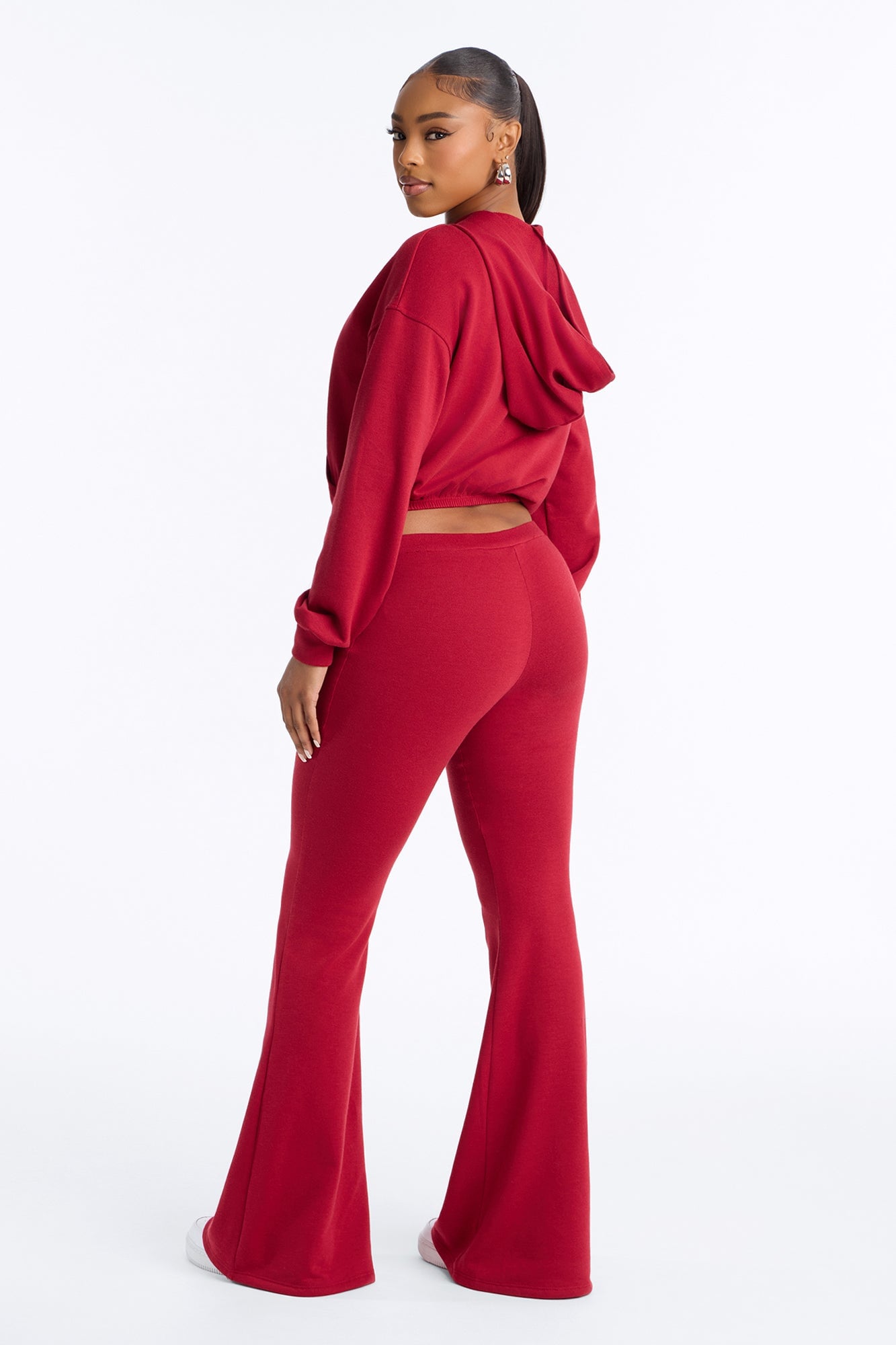 Blaire French Terry Low Rise Pant Set - Burgundy image 3