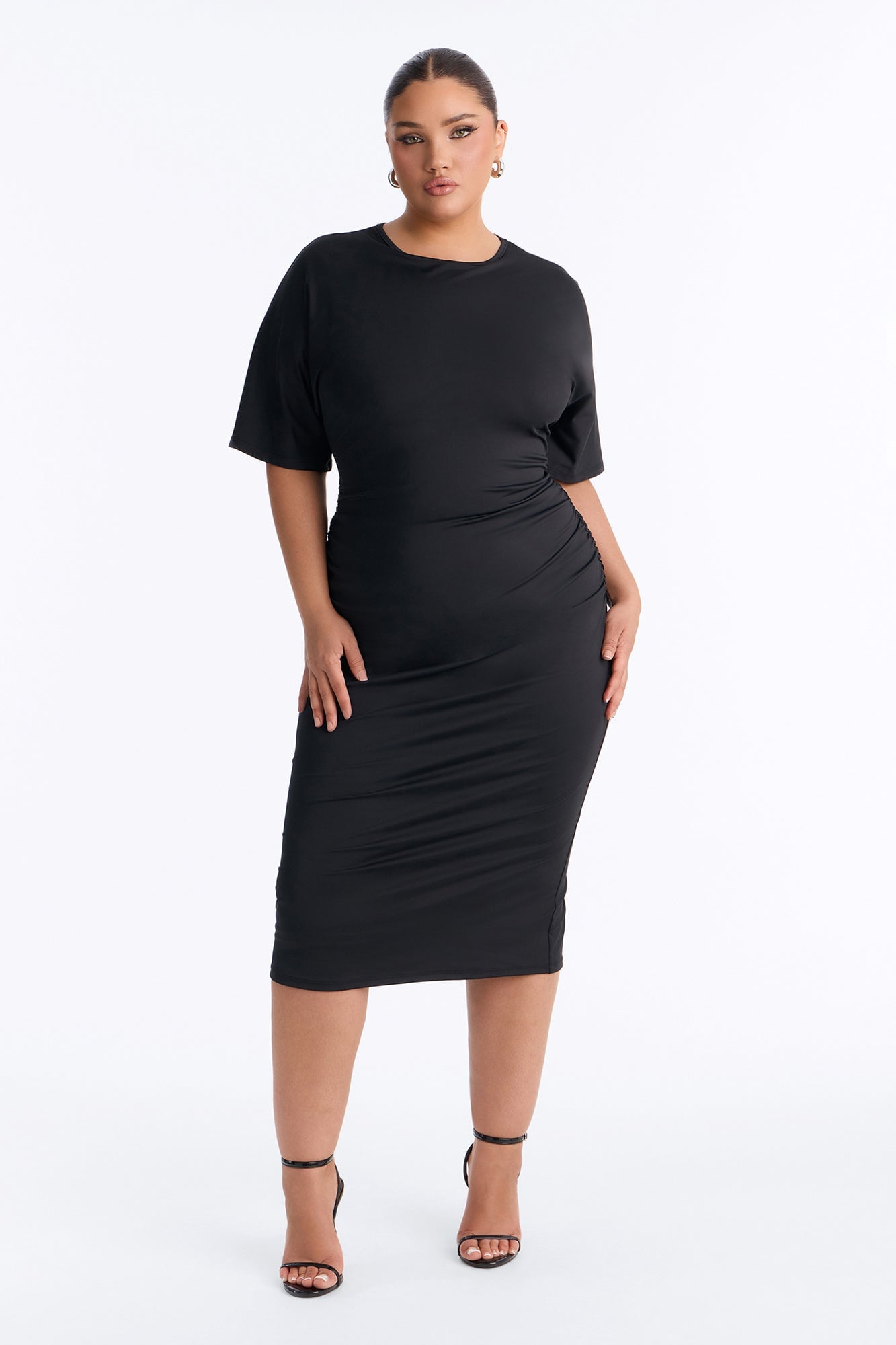 City Stroll Ruched Midi Dress - Black image 1