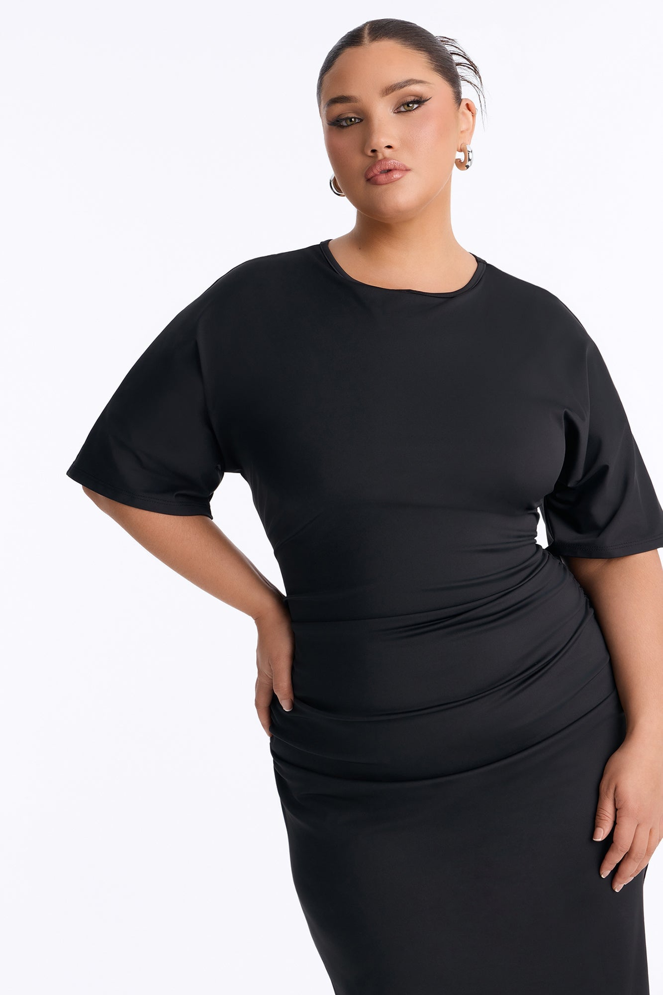 City Stroll Ruched Midi Dress - Black image 2