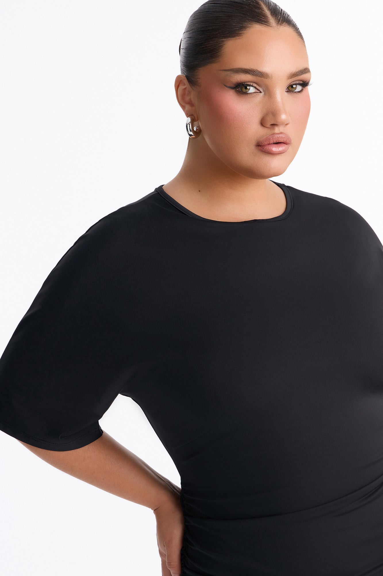 City Stroll Ruched Midi Dress - Black image 3