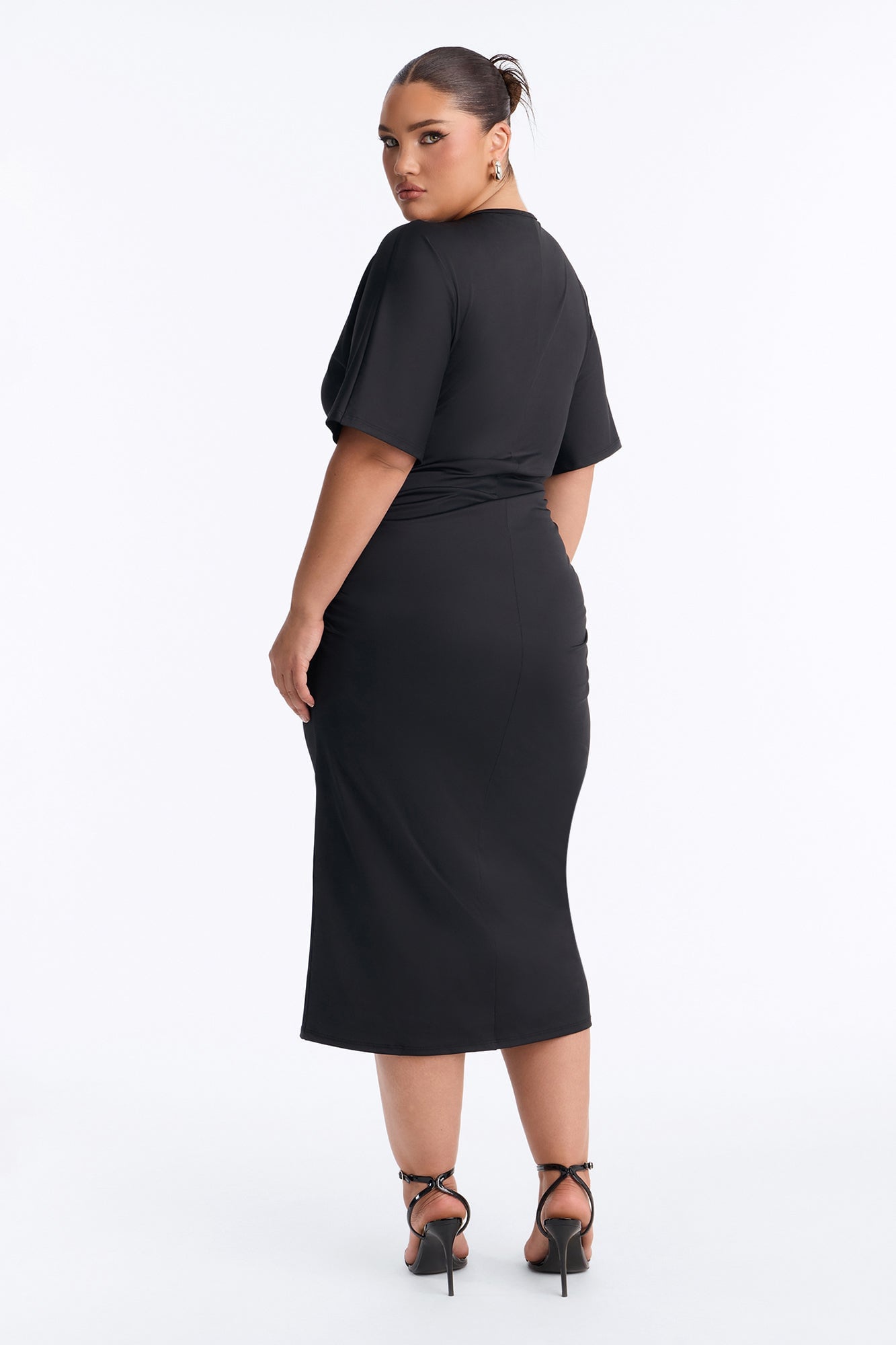 City Stroll Ruched Midi Dress - Black image 4