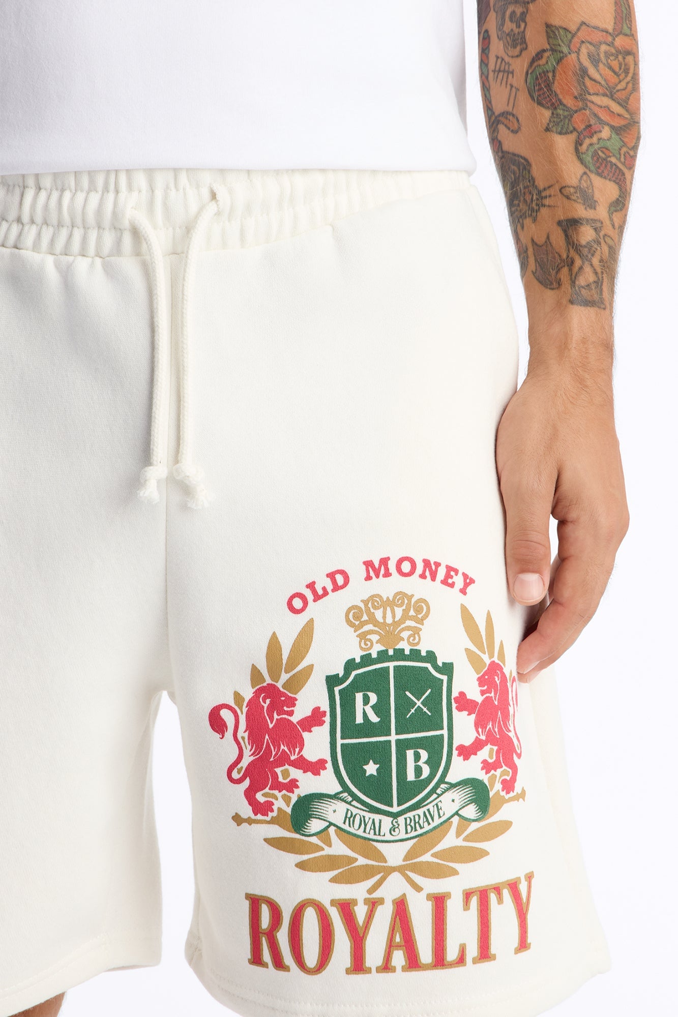 Old Money Royalty Relaxed Sweat Short - Cream/combo image 7