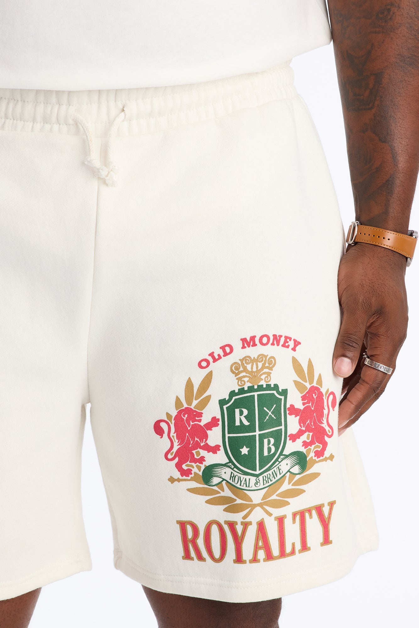 Old Money Royalty Relaxed Sweat Short - Cream/combo image 3