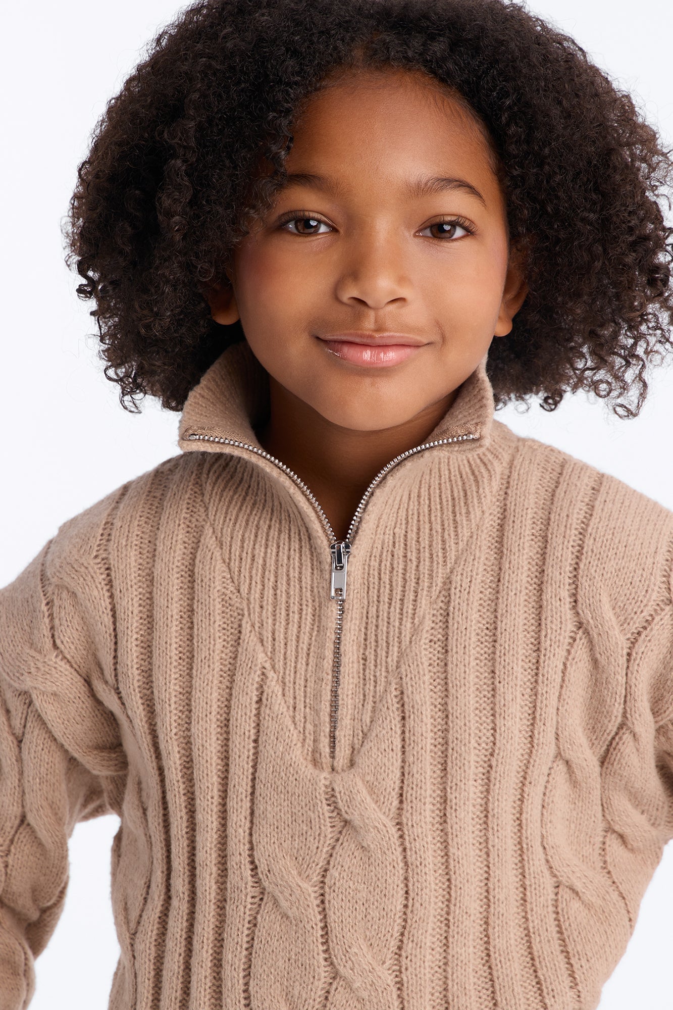 Mini For The Record Quarter Zip Sweater - Taupe image 4