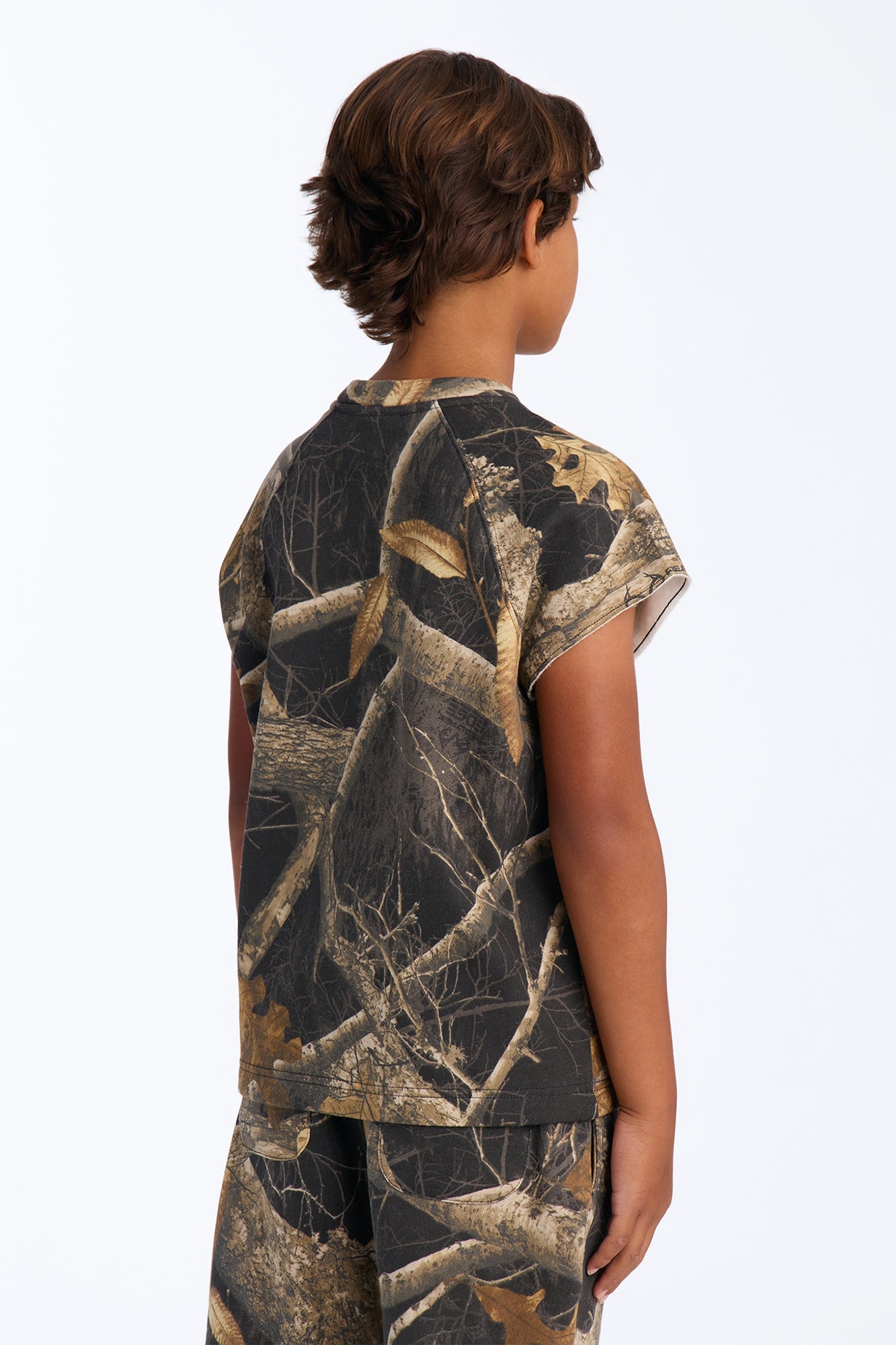 Mini Real Tree Shadow Los Angeles Rhinestone Fleece Muscle Tee - Camouflage image 4