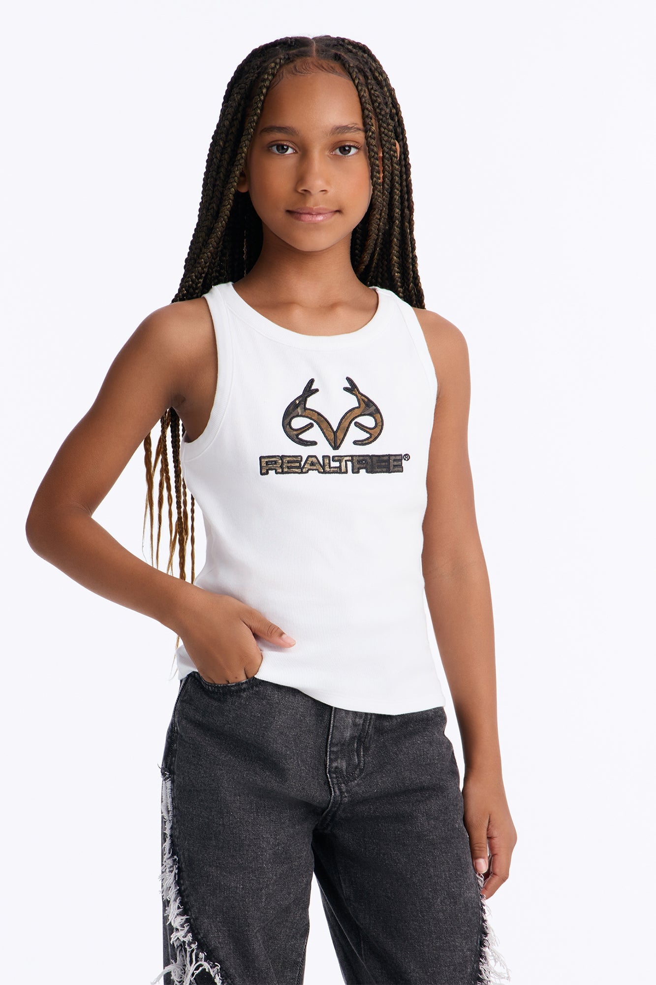 Mini Realtree Ribbed Tank - White image 1