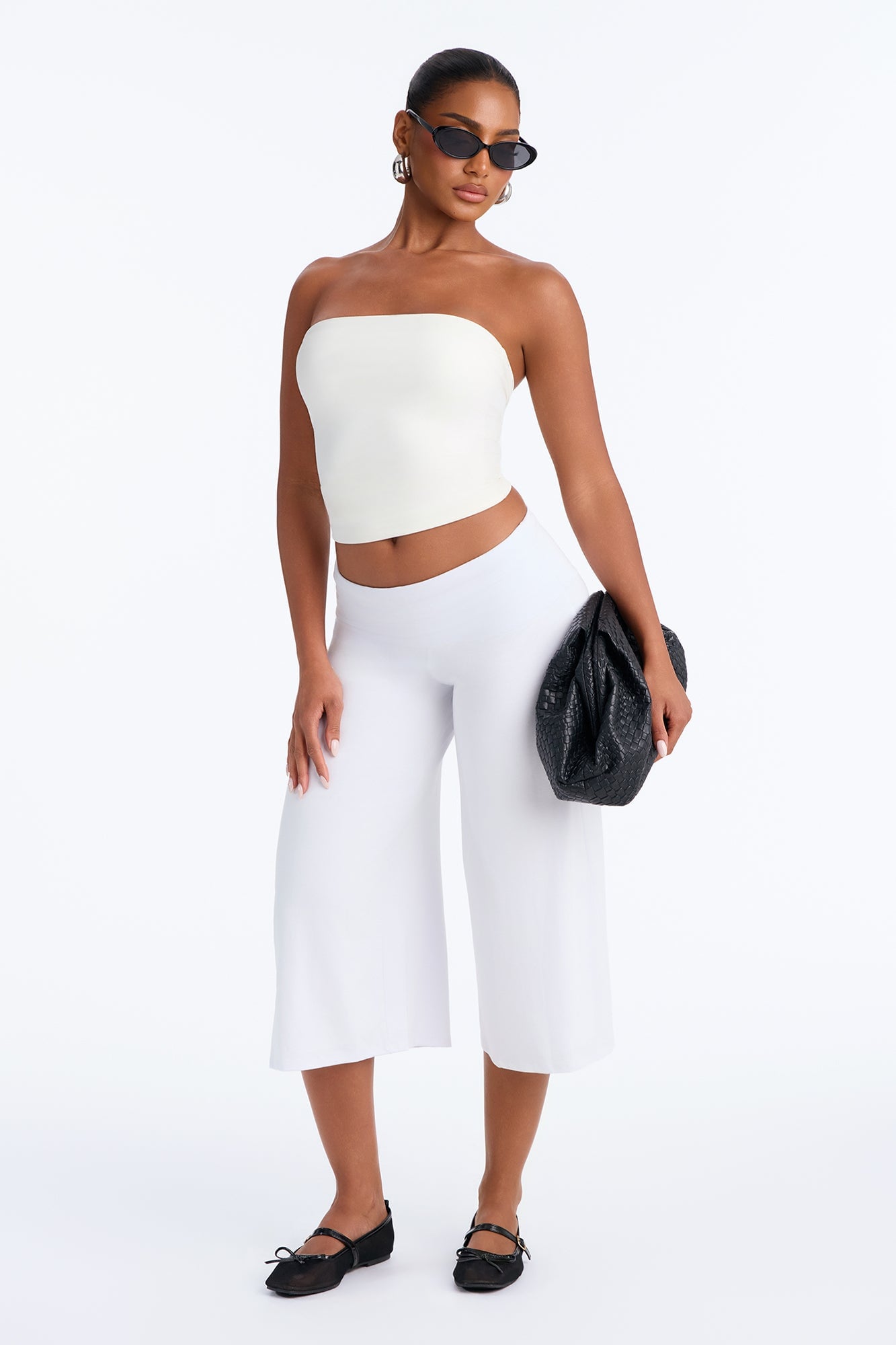 Kiki Studio Low Rise Foldover Gaucho Pant - White image 5