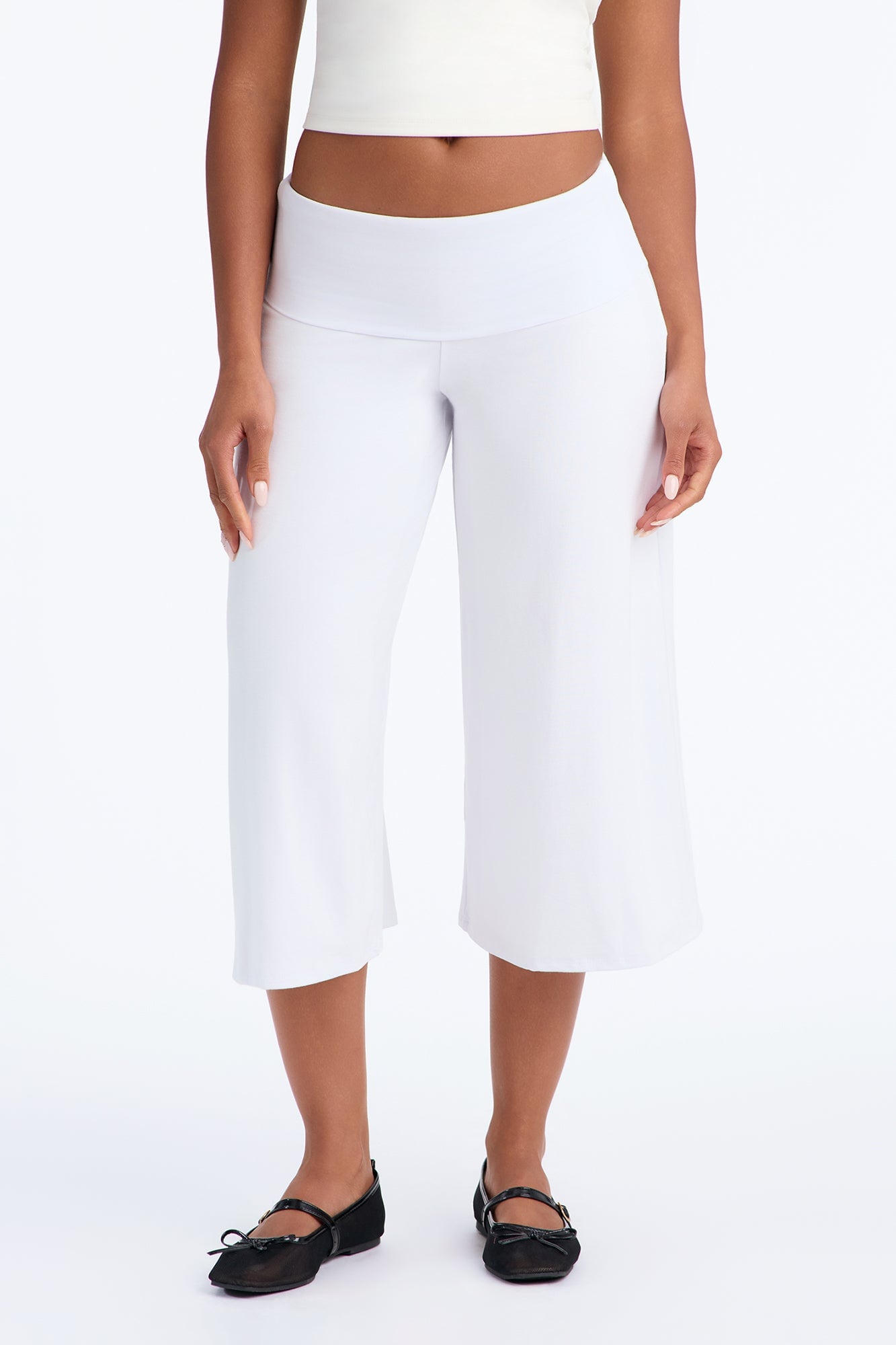 Kiki Studio Low Rise Foldover Gaucho Pant - White image 6
