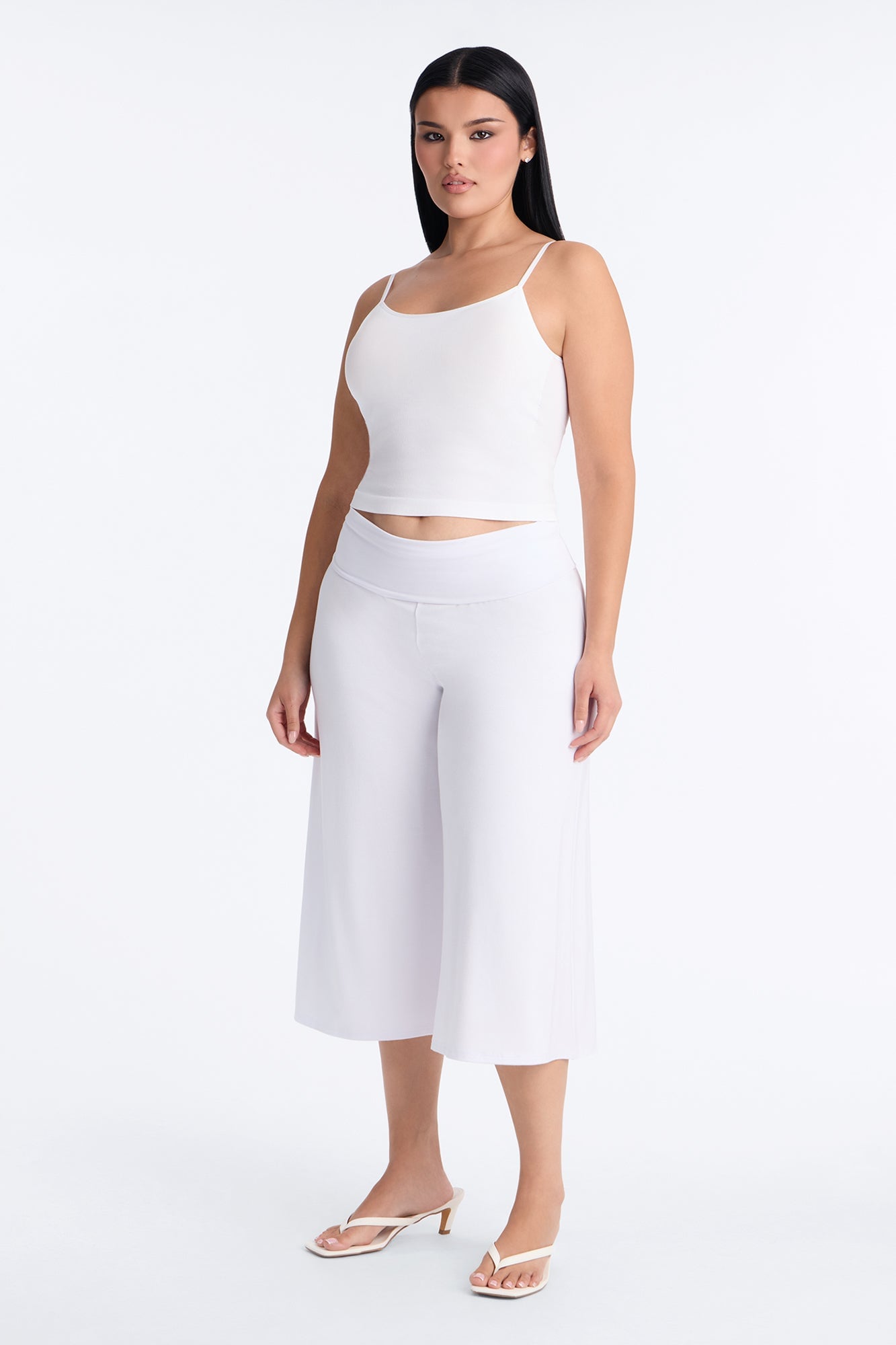 Kiki Studio Low Rise Foldover Gaucho Pant - White image 1