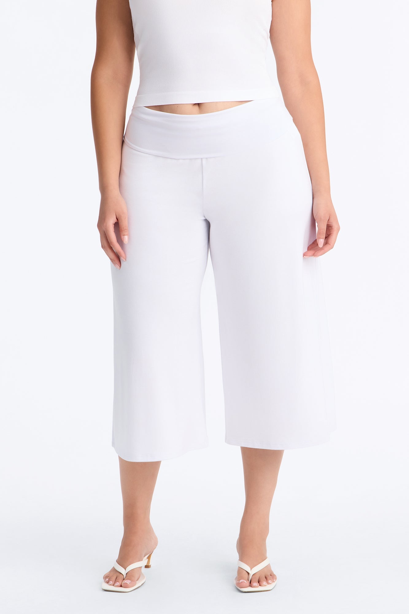 Kiki Studio Low Rise Foldover Gaucho Pant - White image 2