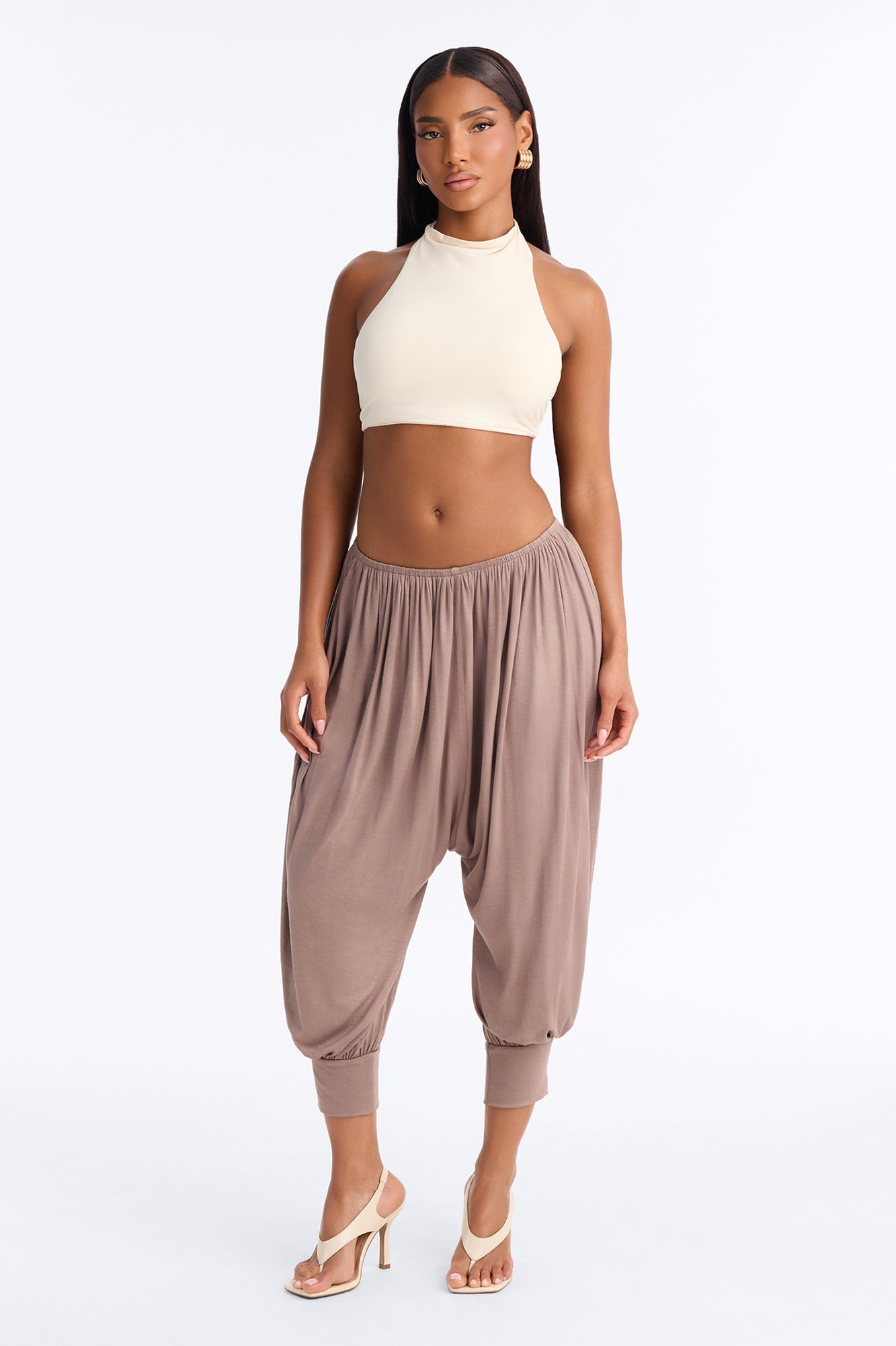 Luciana Low Rise Cuffed Harem Pant - Caffe image 5