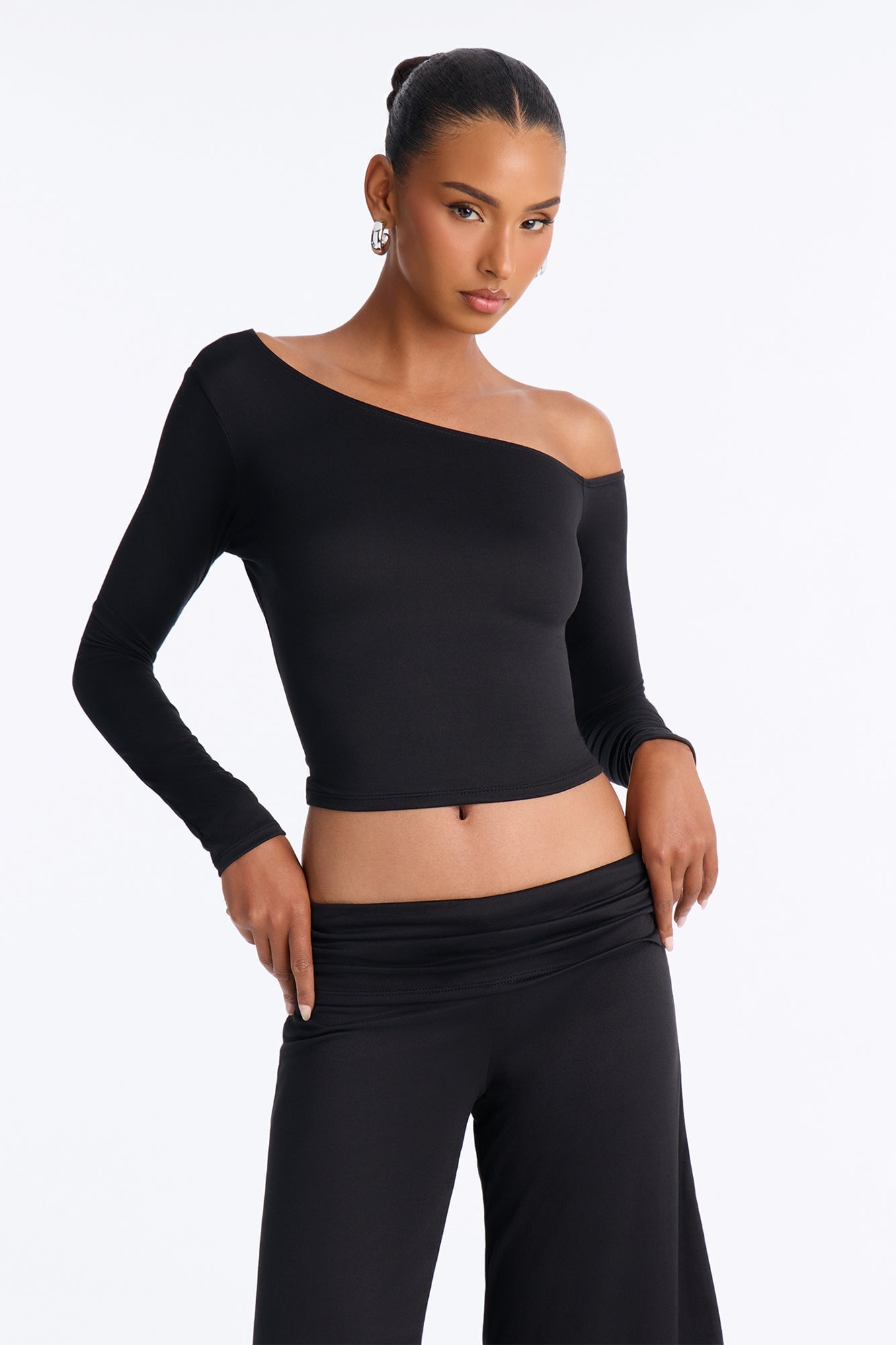 Savannah Foldover Waist Gaucho Set - Black image 6