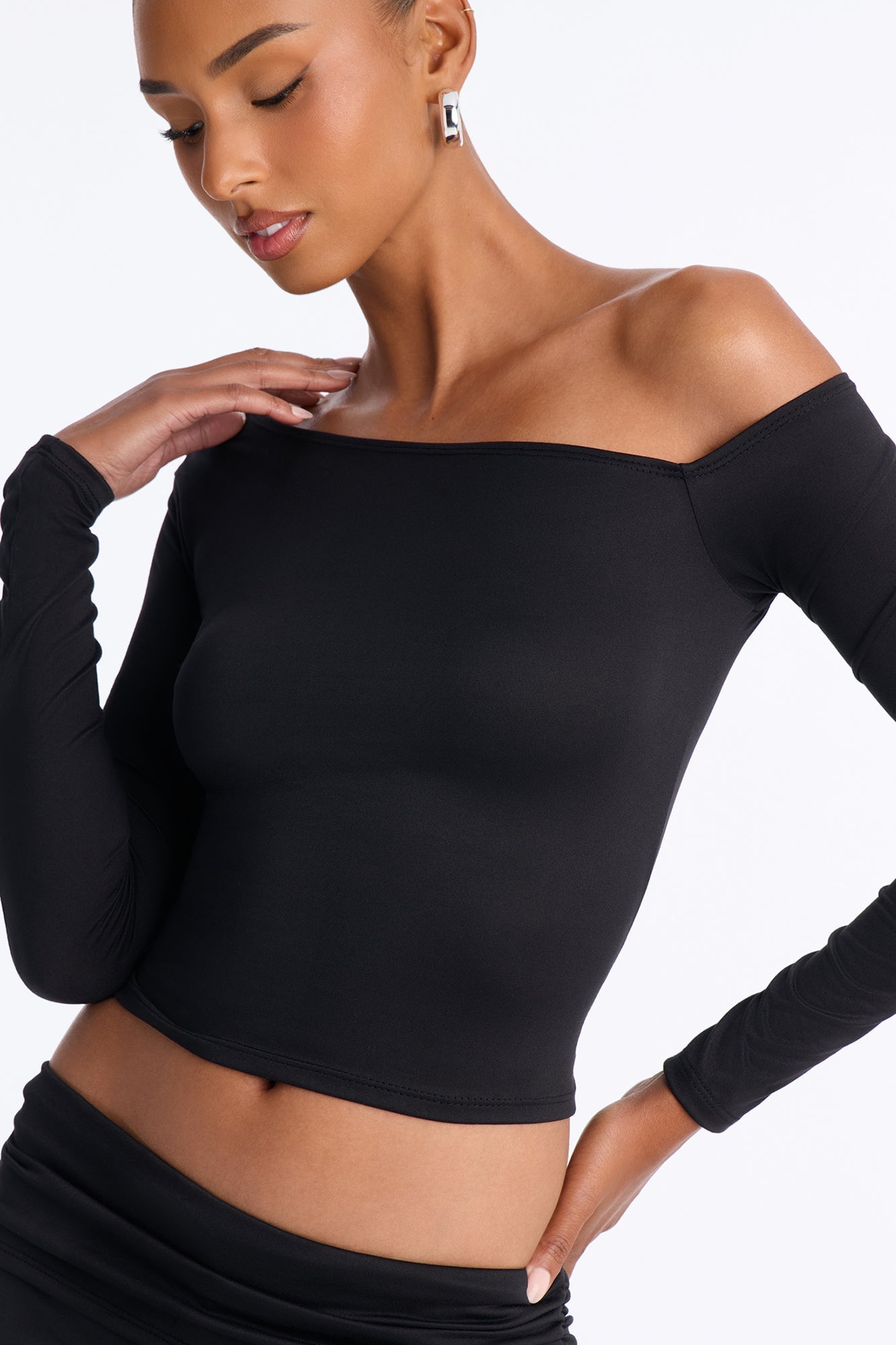 Savannah Foldover Waist Gaucho Set - Black image 7