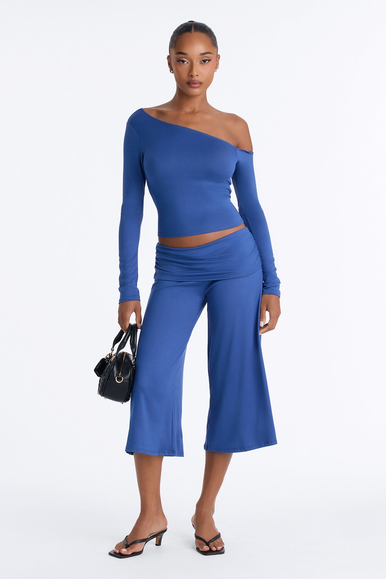 Savannah Foldover Waist Gaucho Set - Denim image 5
