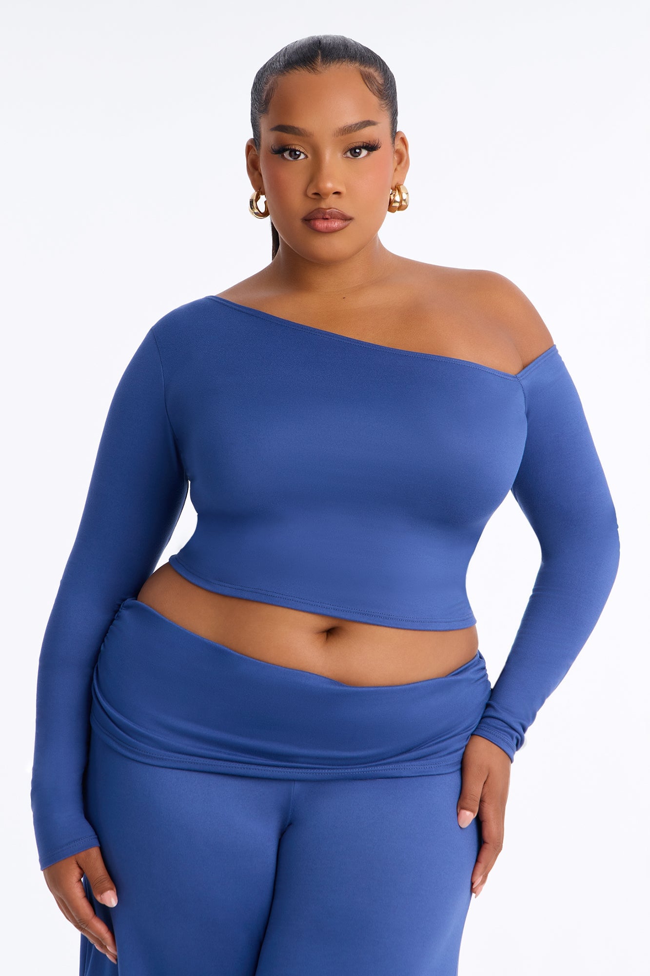 Savannah Foldover Waist Gaucho Set - Denim image 2