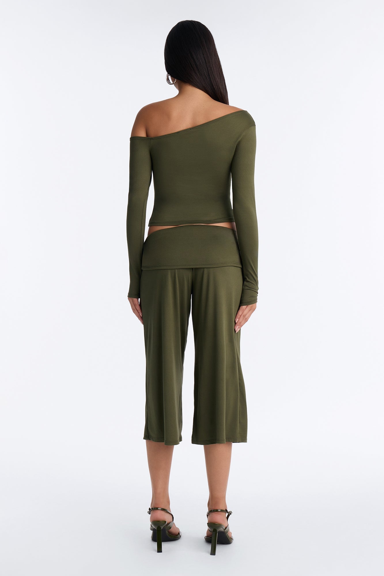 Savannah Foldover Waist Gaucho Set - Olive image 8
