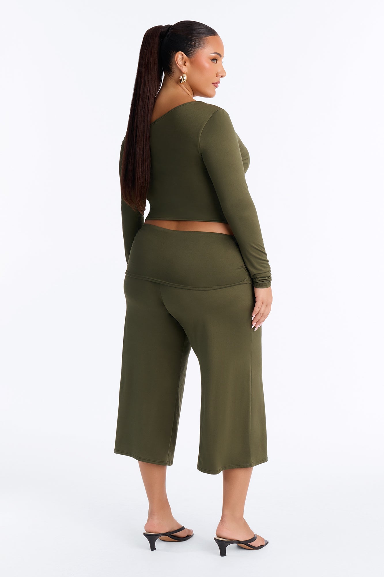 Savannah Foldover Waist Gaucho Set - Olive image 4