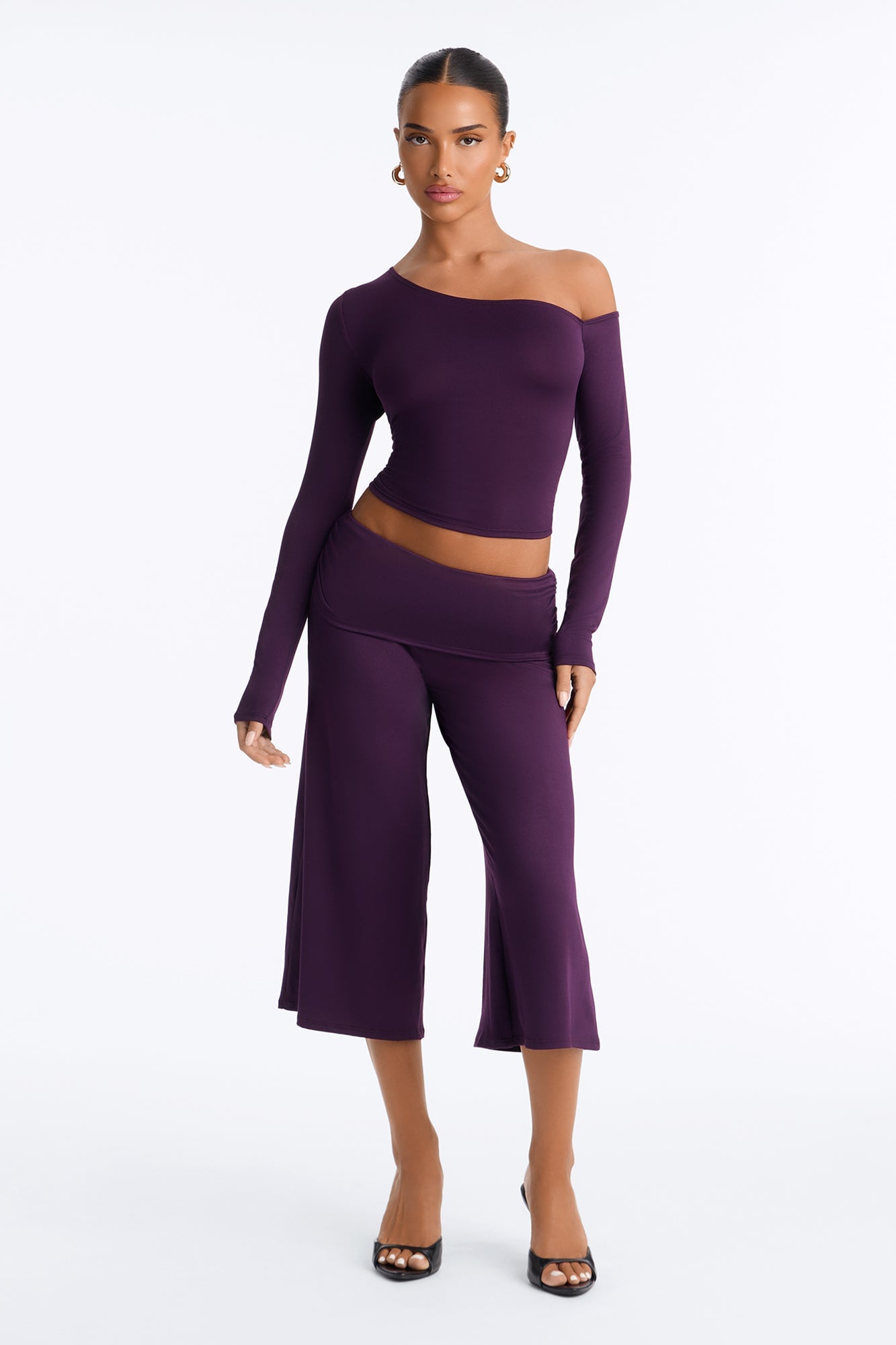 Savannah Foldover Waist Gaucho Set - Plum image 6