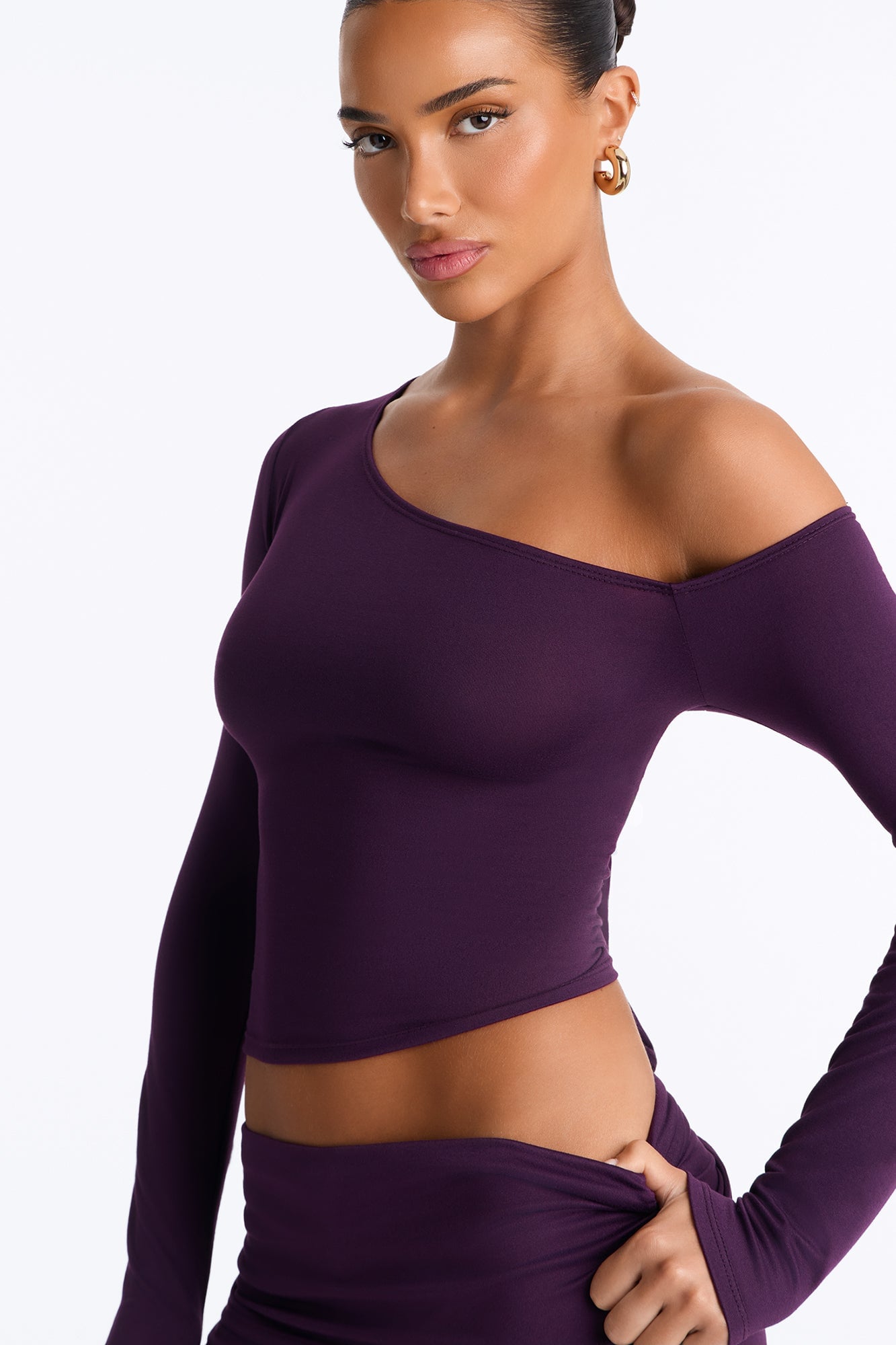Savannah Foldover Waist Gaucho Set - Plum image 7