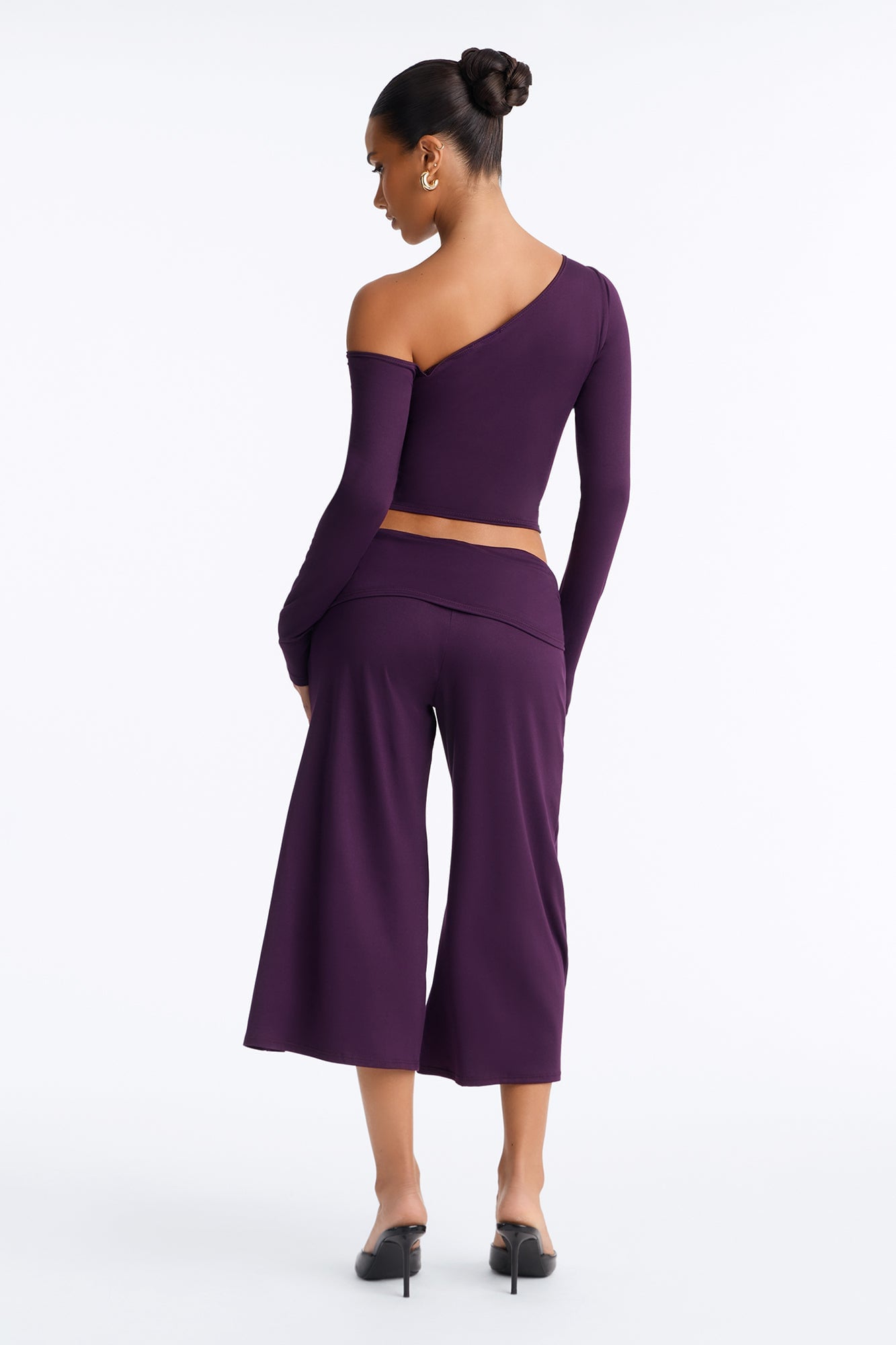 Savannah Foldover Waist Gaucho Set - Plum image 8