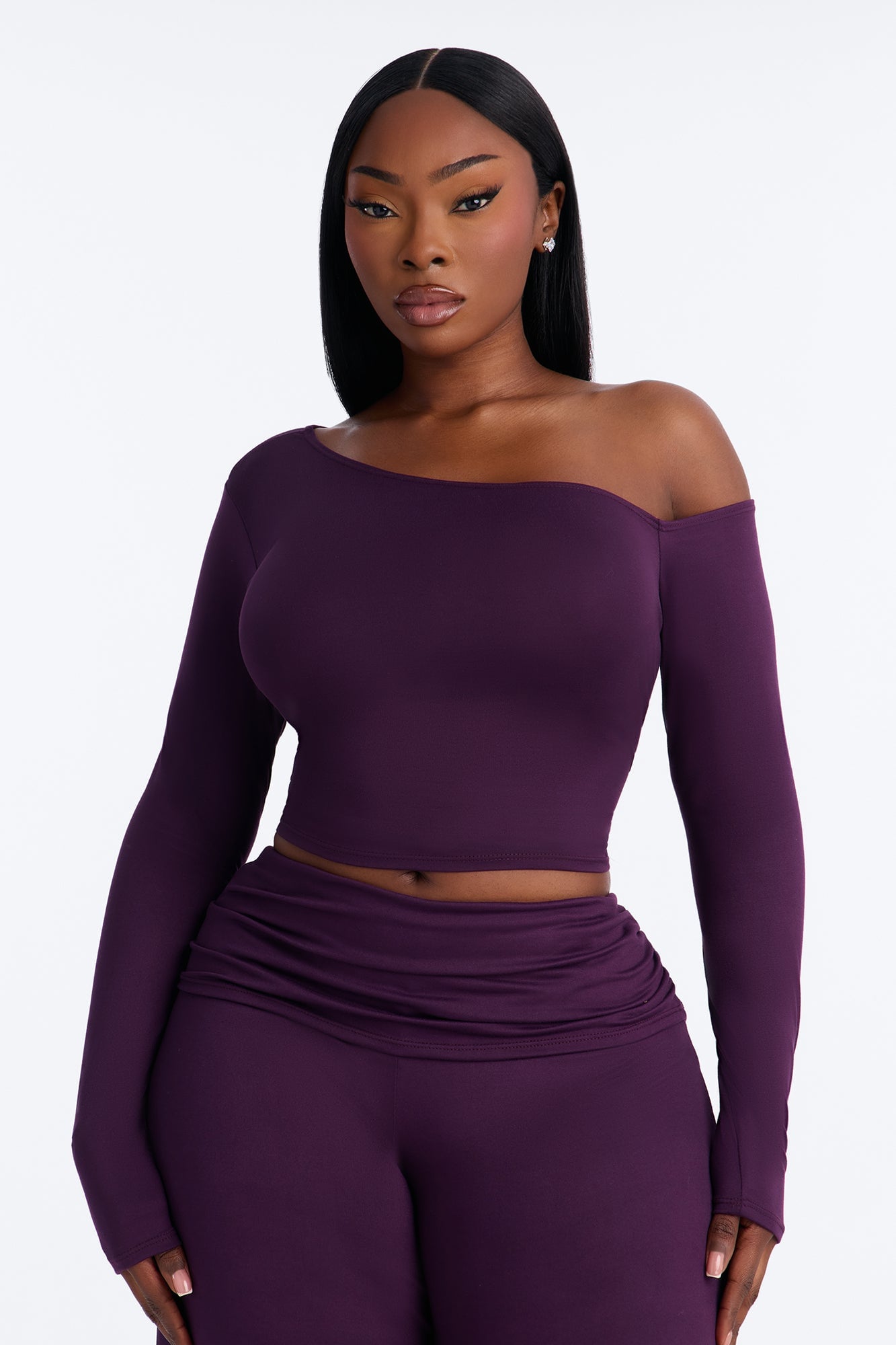 Savannah Foldover Waist Gaucho Set - Plum image 2