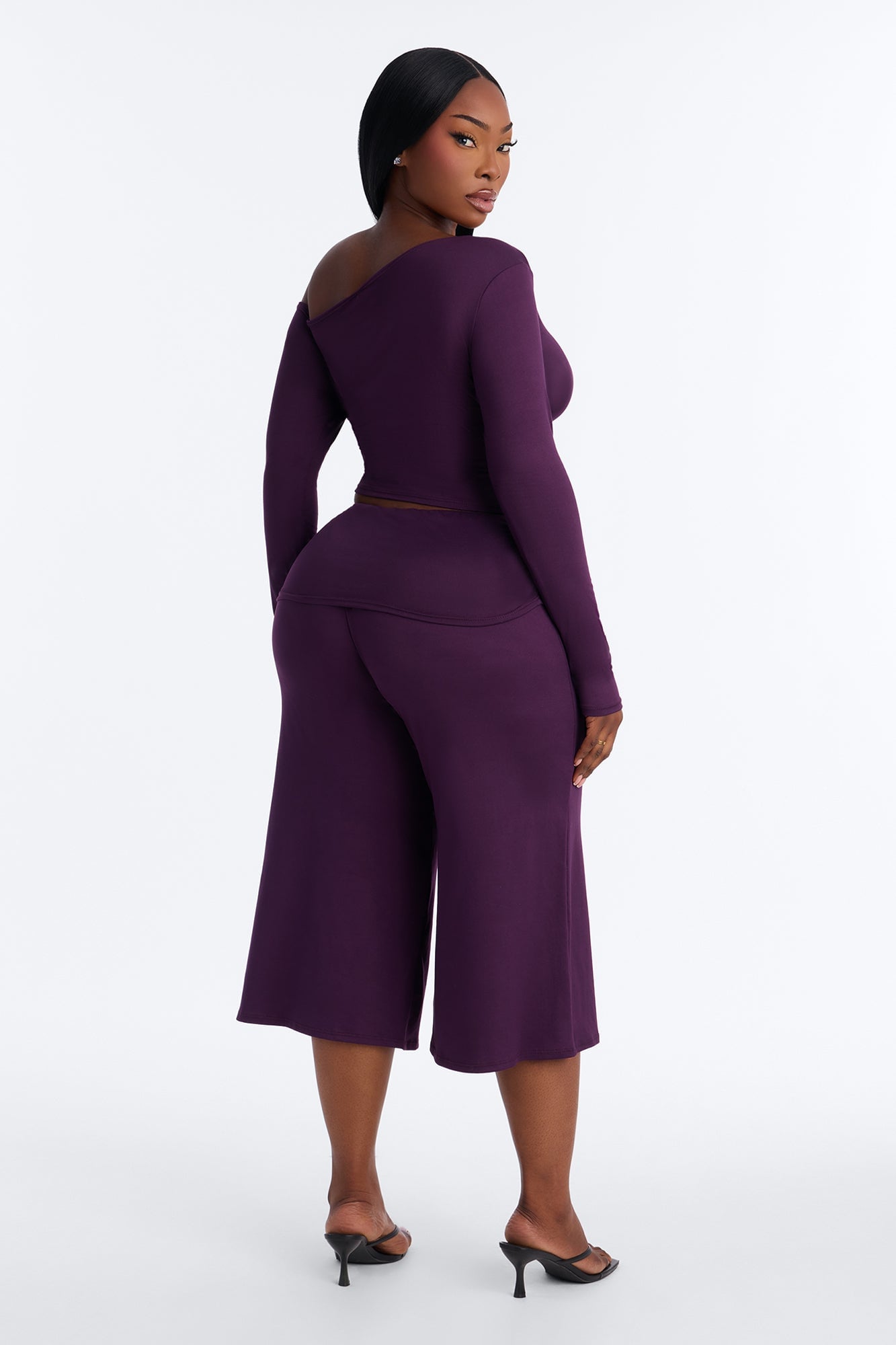 Savannah Foldover Waist Gaucho Set - Plum image 3