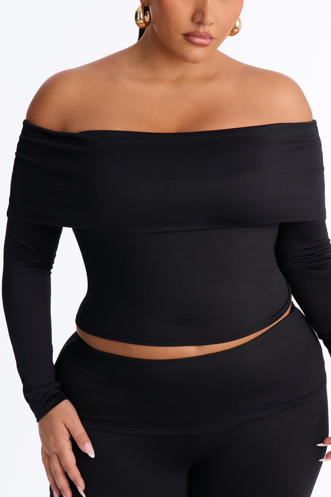 Maya Foldover Waist Pant Set - Black image 3