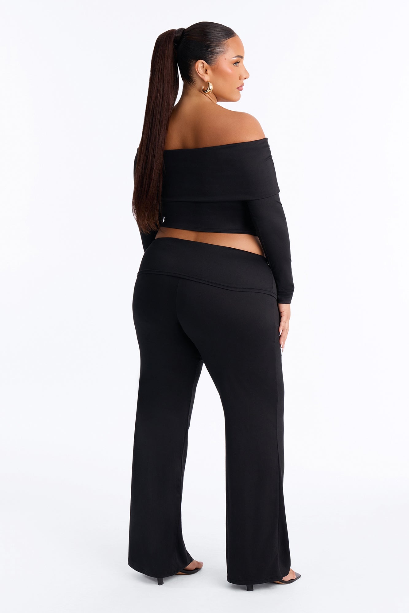 Maya Foldover Waist Pant Set - Black image 4