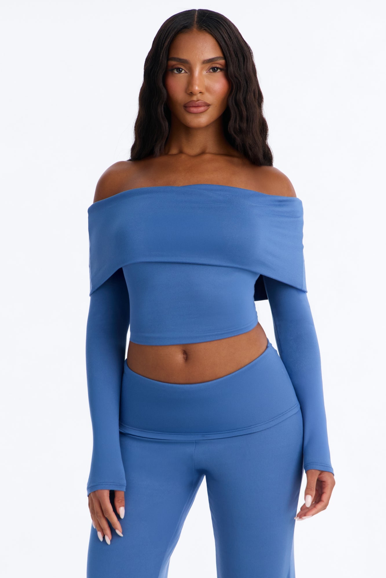 Maya Foldover Waist Pant Set - Denim image 6