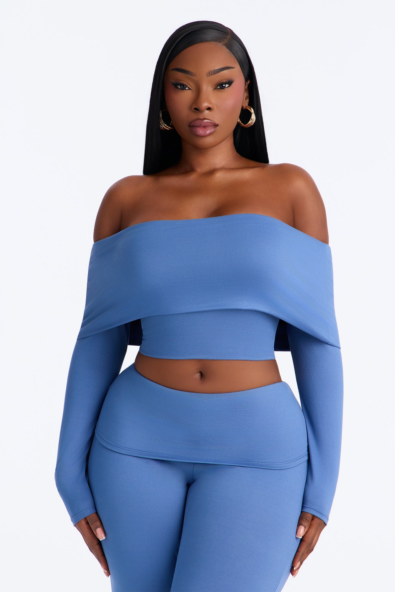 Maya Foldover Waist Pant Set - Denim image 2