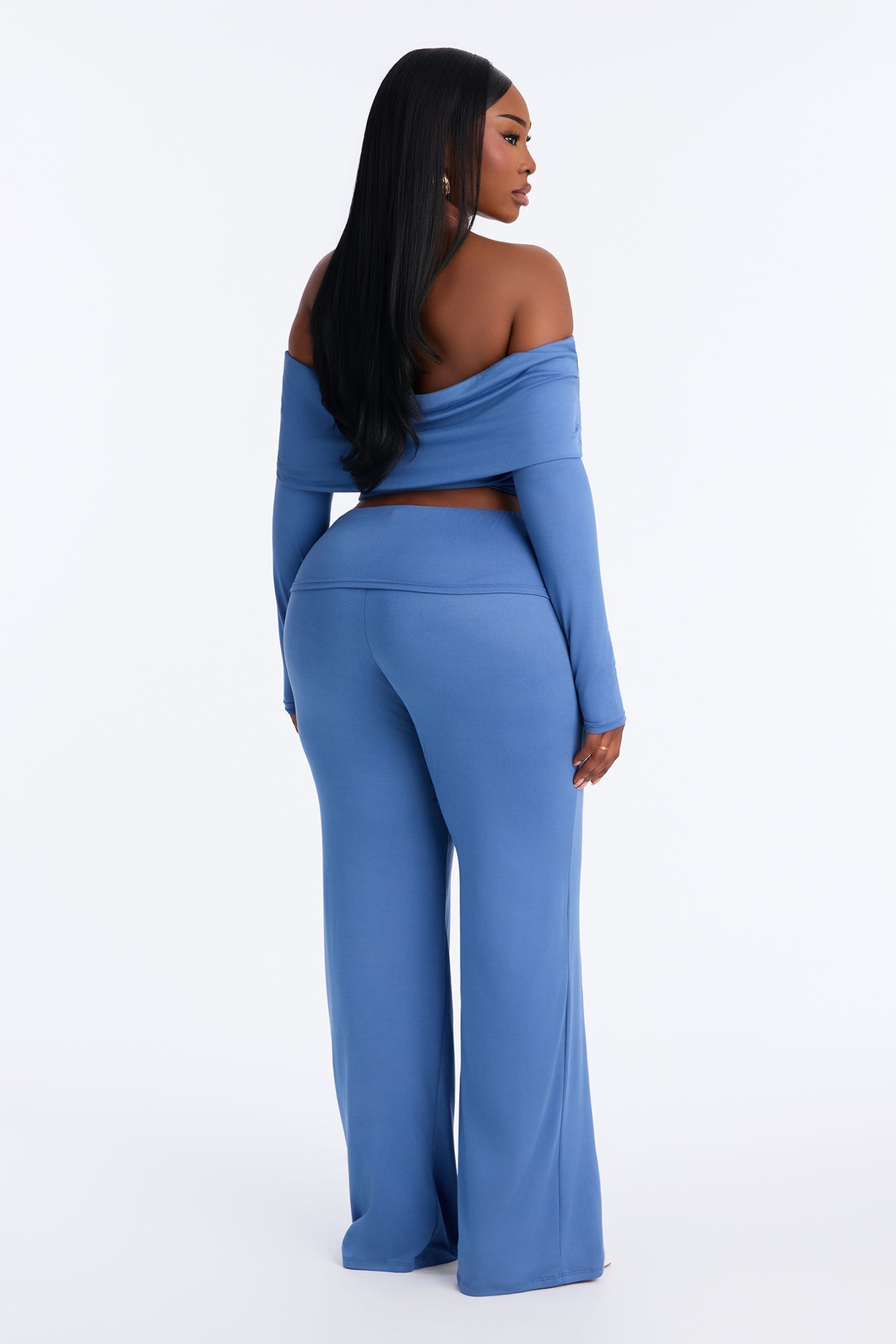 Maya Foldover Waist Pant Set - Denim image 3